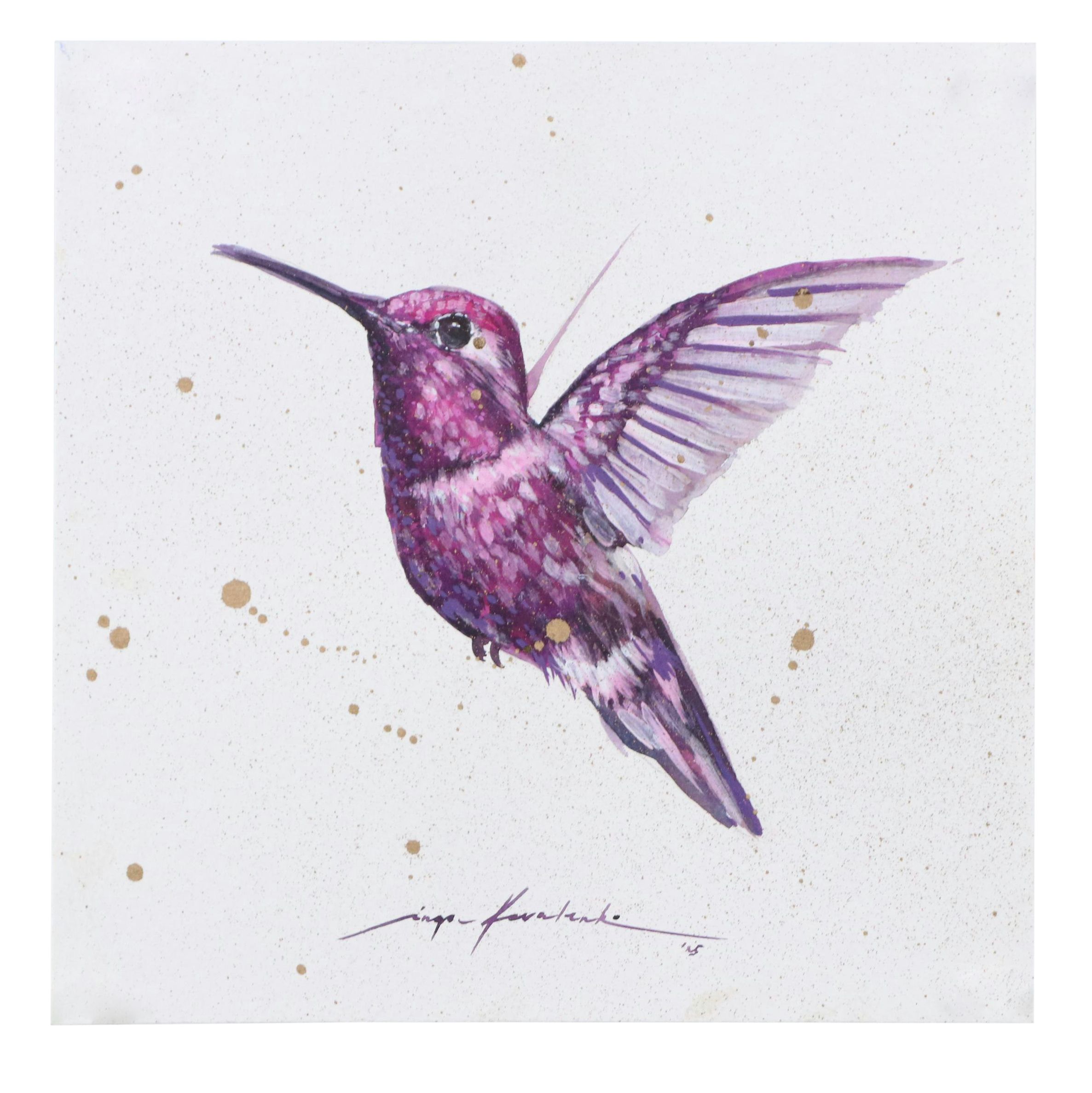 Inga Kovalenko Watercolor Painting of Hummingbird, 2025