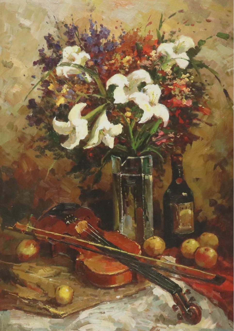 Still Life Giclée with Lilies and a Violin