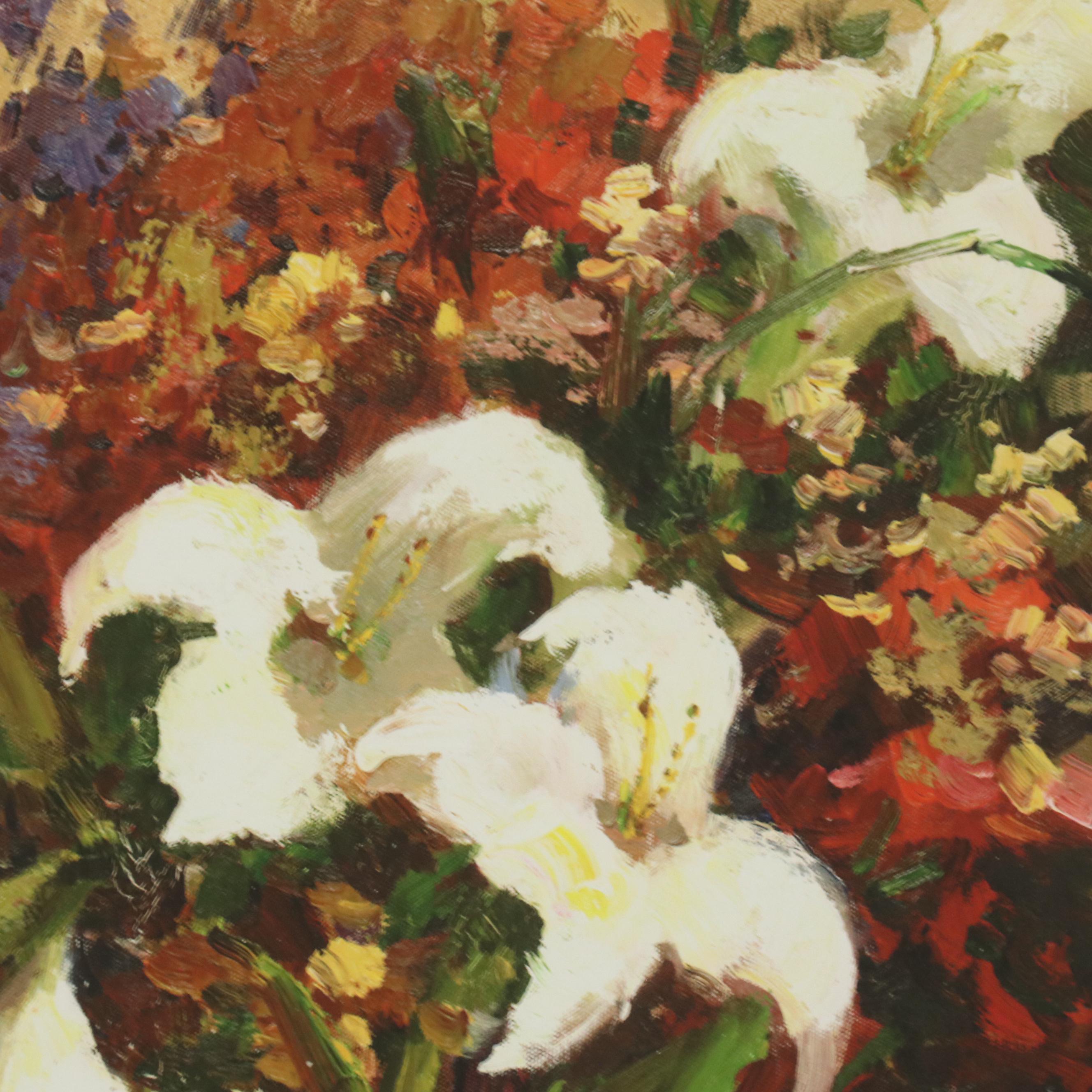 Still Life Giclée with Lilies and a Violin