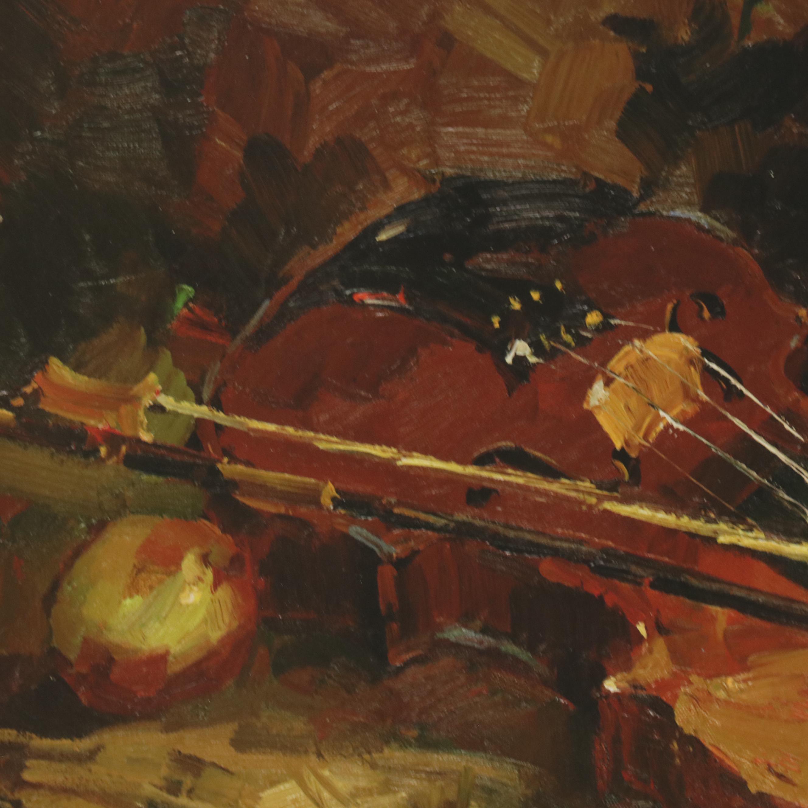 Still Life Giclée with Lilies and a Violin