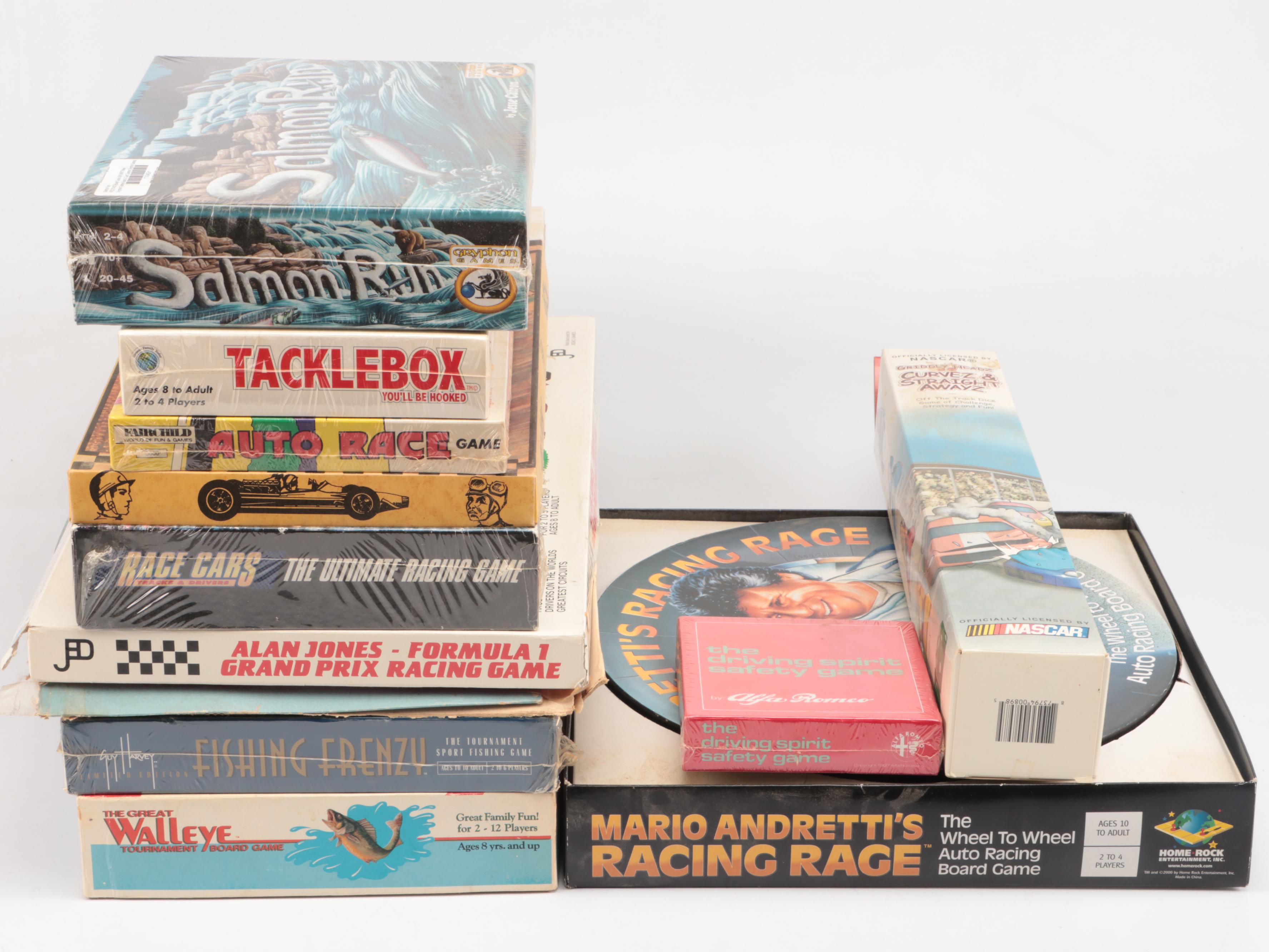 Mario Andretti Signed Racing Rage with Other Sports Themed Board Games