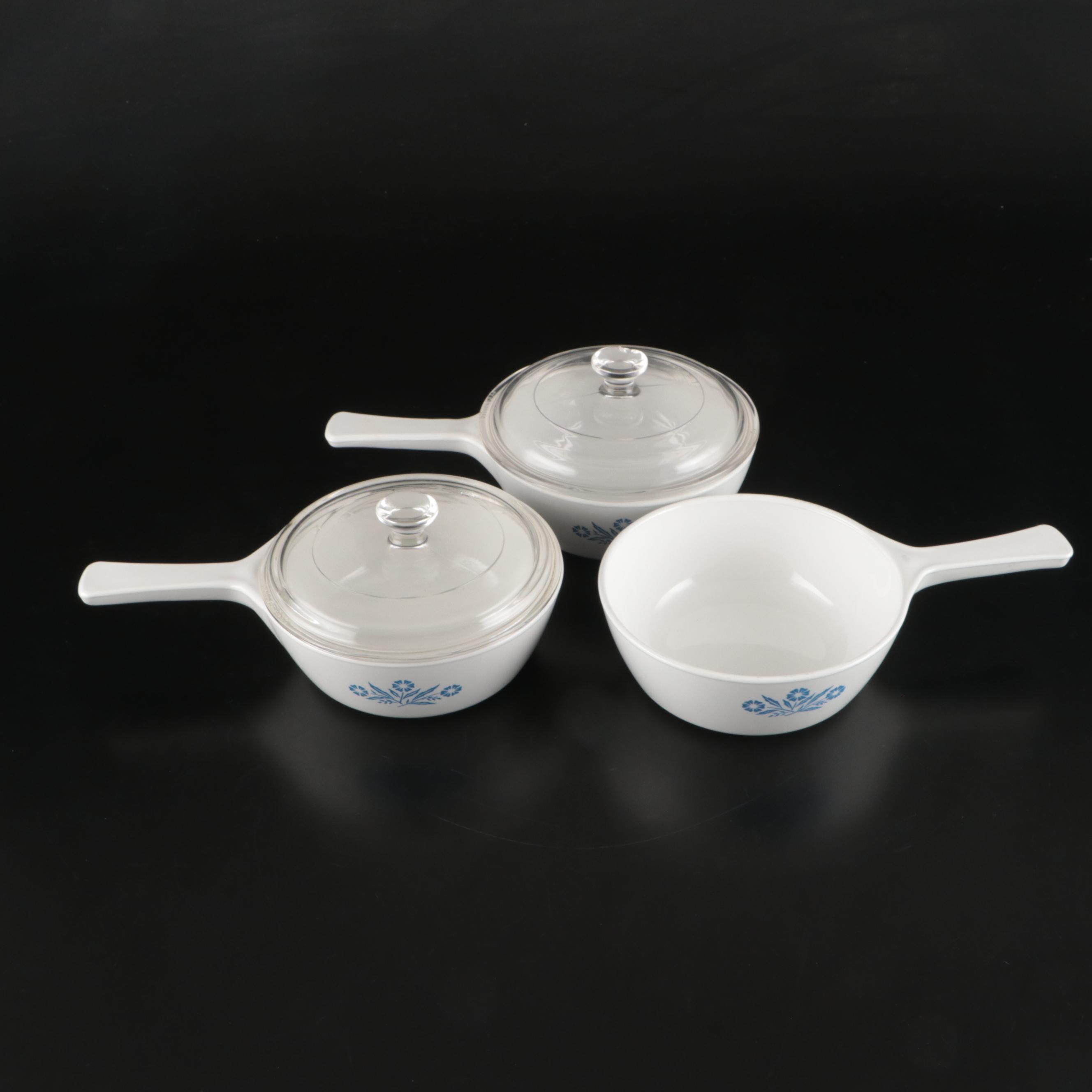 Corning Ware "Cornflower Blue" with Other Bakeware and Tumblers