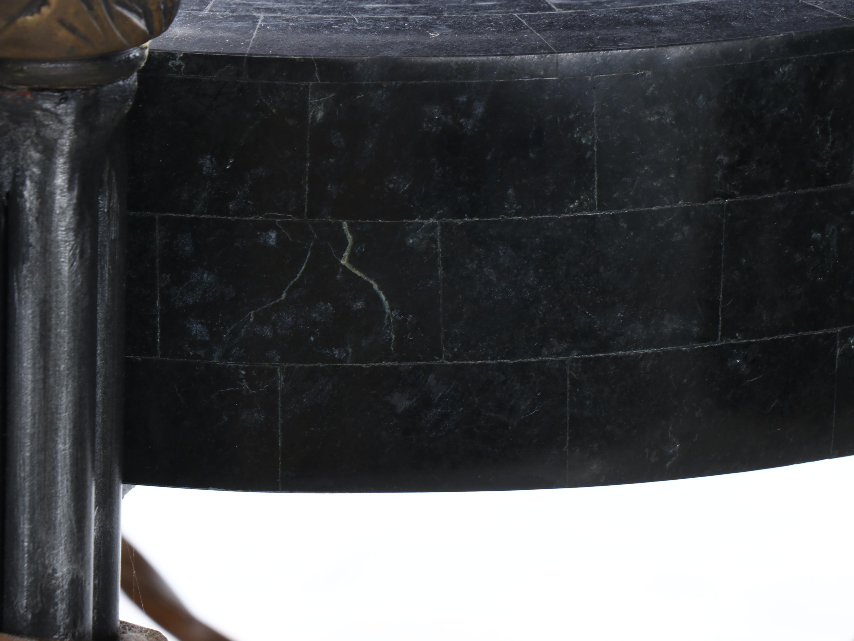 Maitland-Smith Neoclassical Style Tessellated Marble and Iron Accent Table