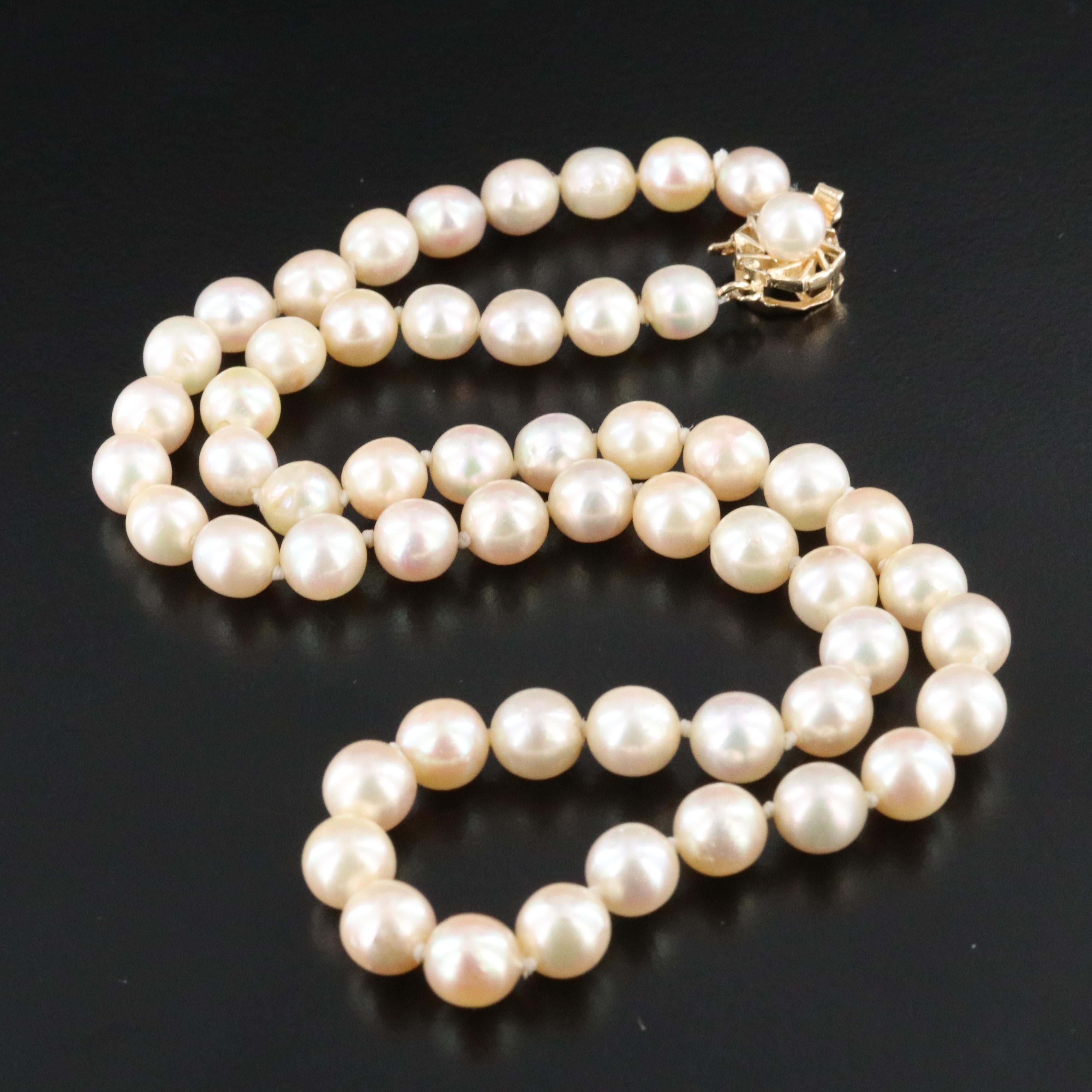Pearl Necklace with 14K Clasp