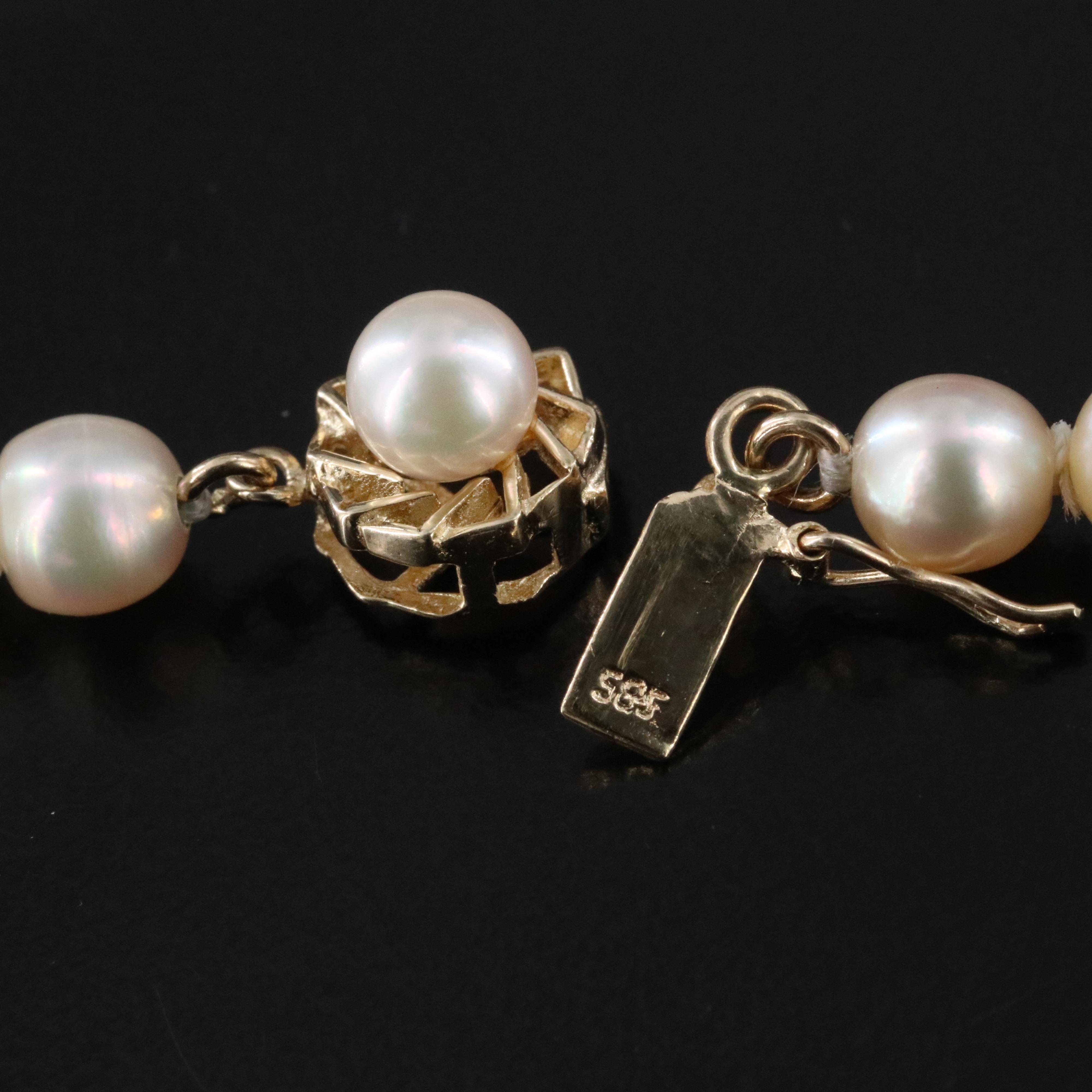 Pearl Necklace with 14K Clasp