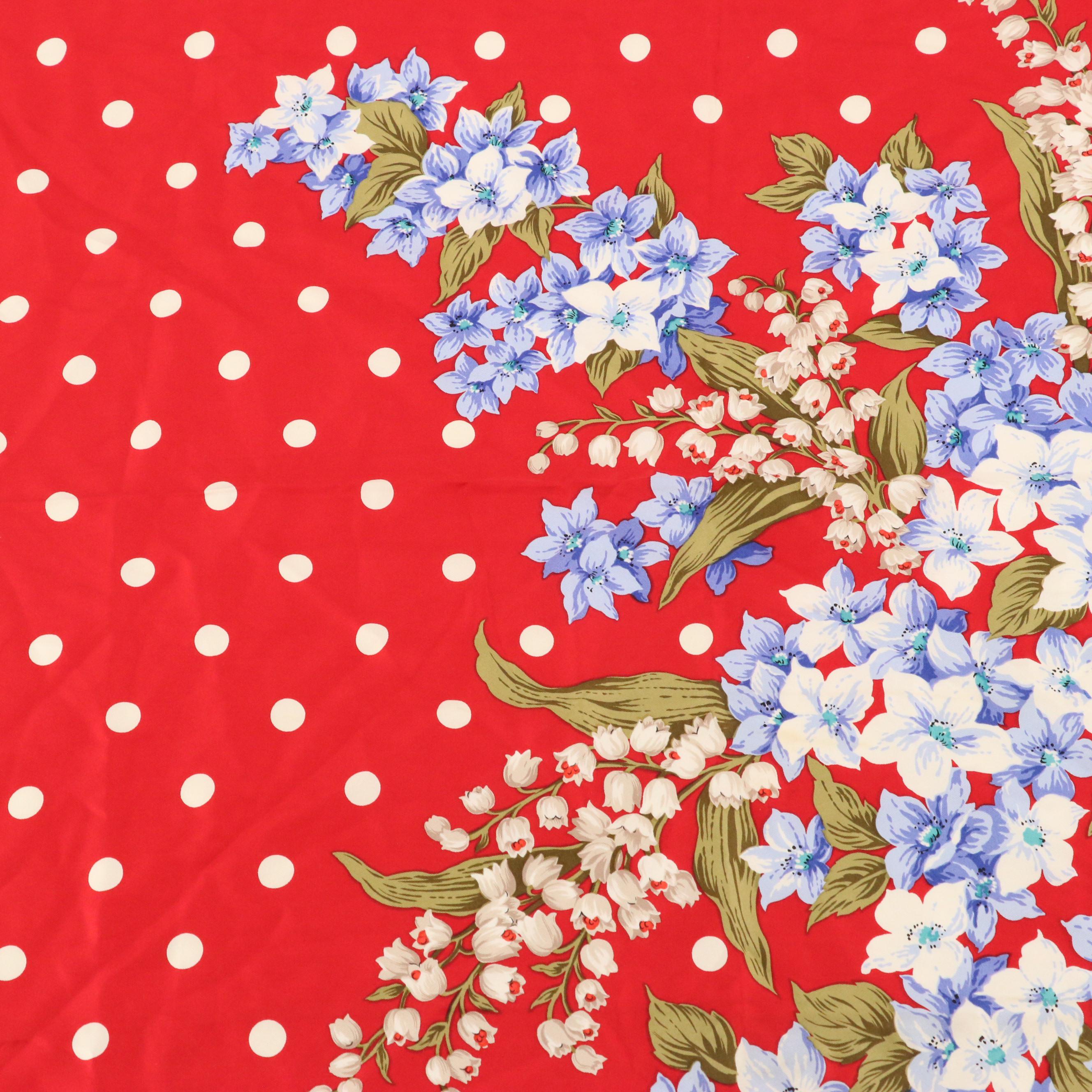 Christian Dior Écharpes Floral Polka Dot Print Silk Scarf