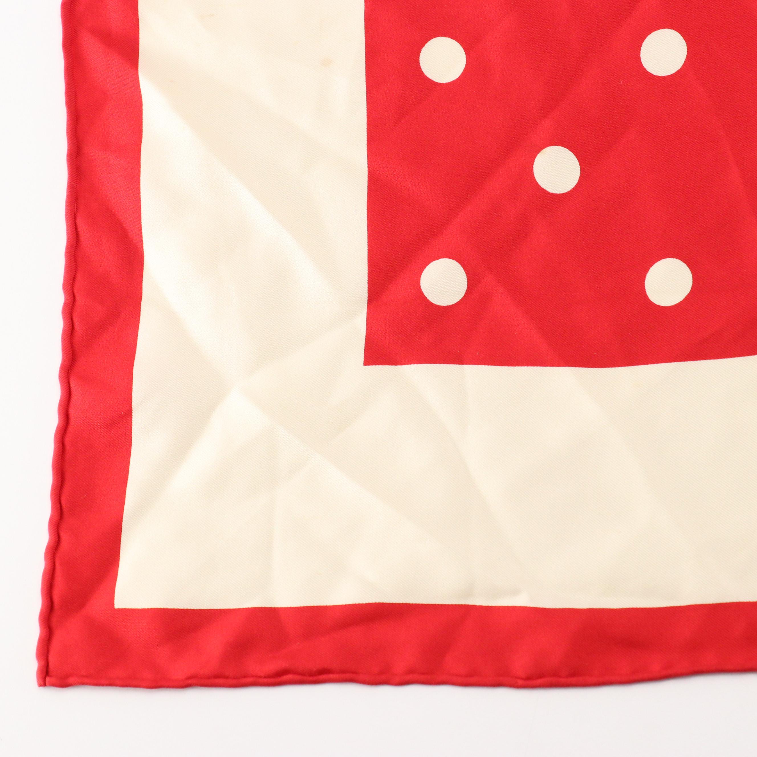 Christian Dior Écharpes Floral Polka Dot Print Silk Scarf