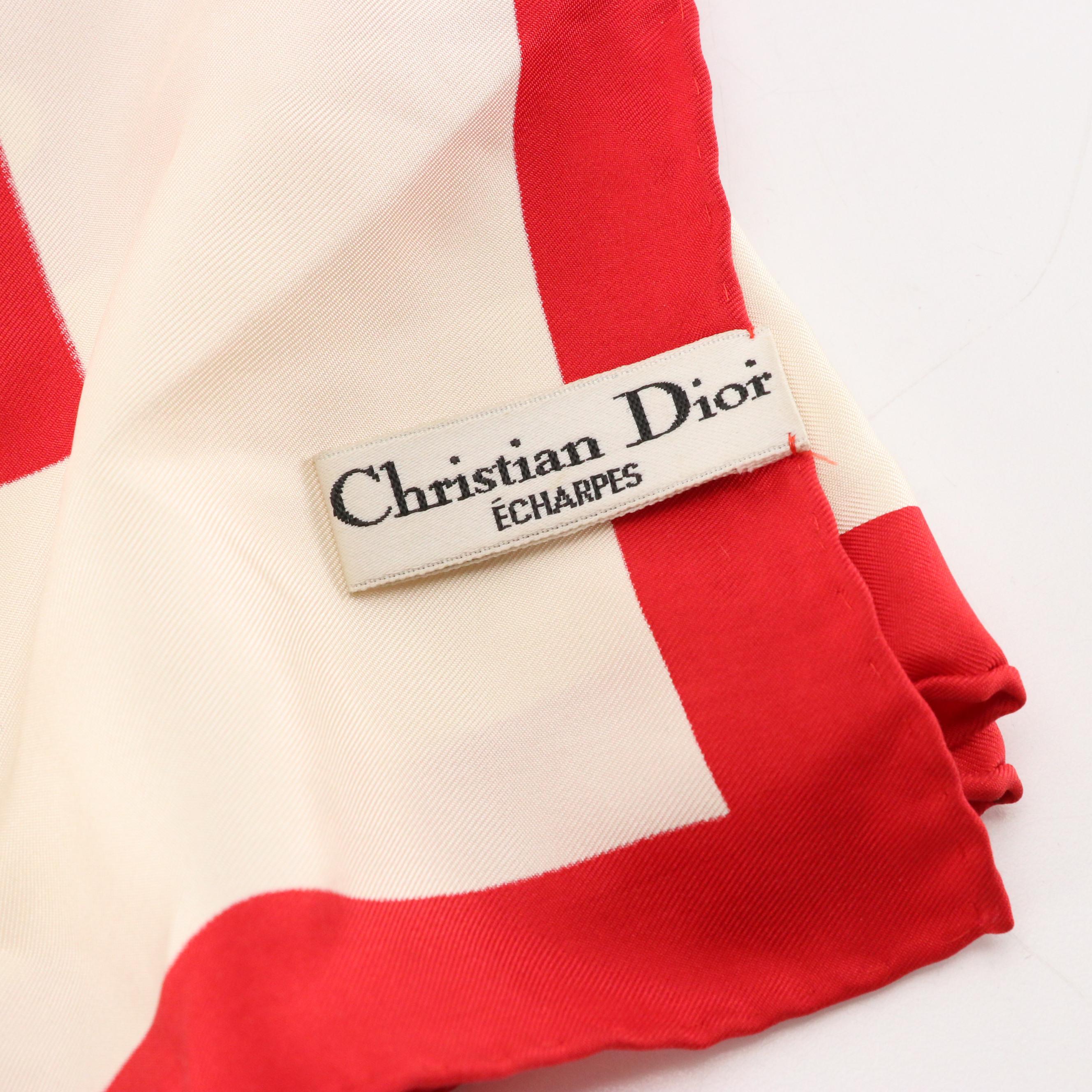 Christian Dior Écharpes Floral Polka Dot Print Silk Scarf