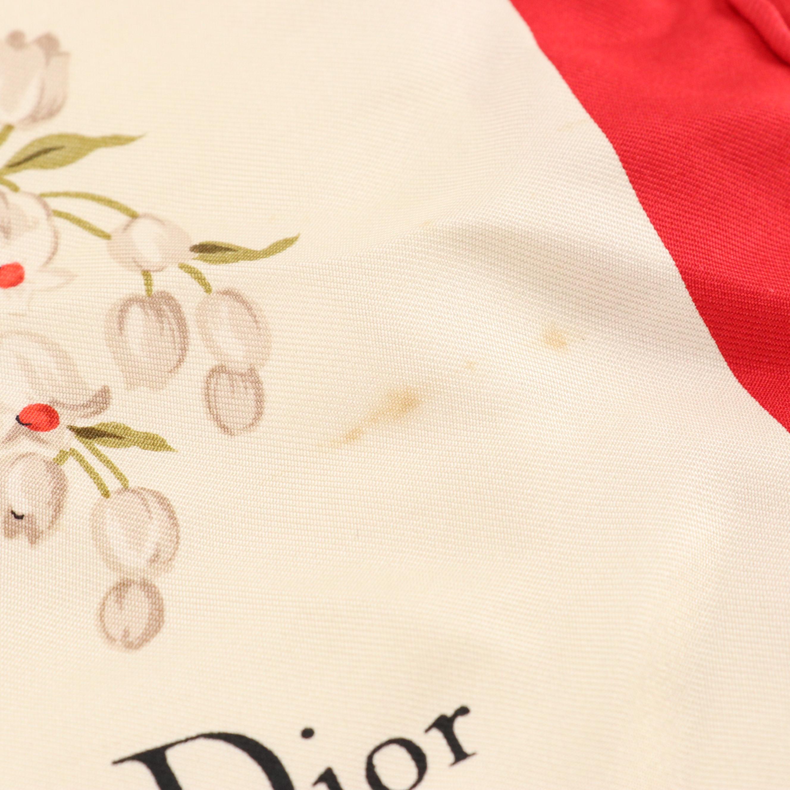 Christian Dior Écharpes Floral Polka Dot Print Silk Scarf