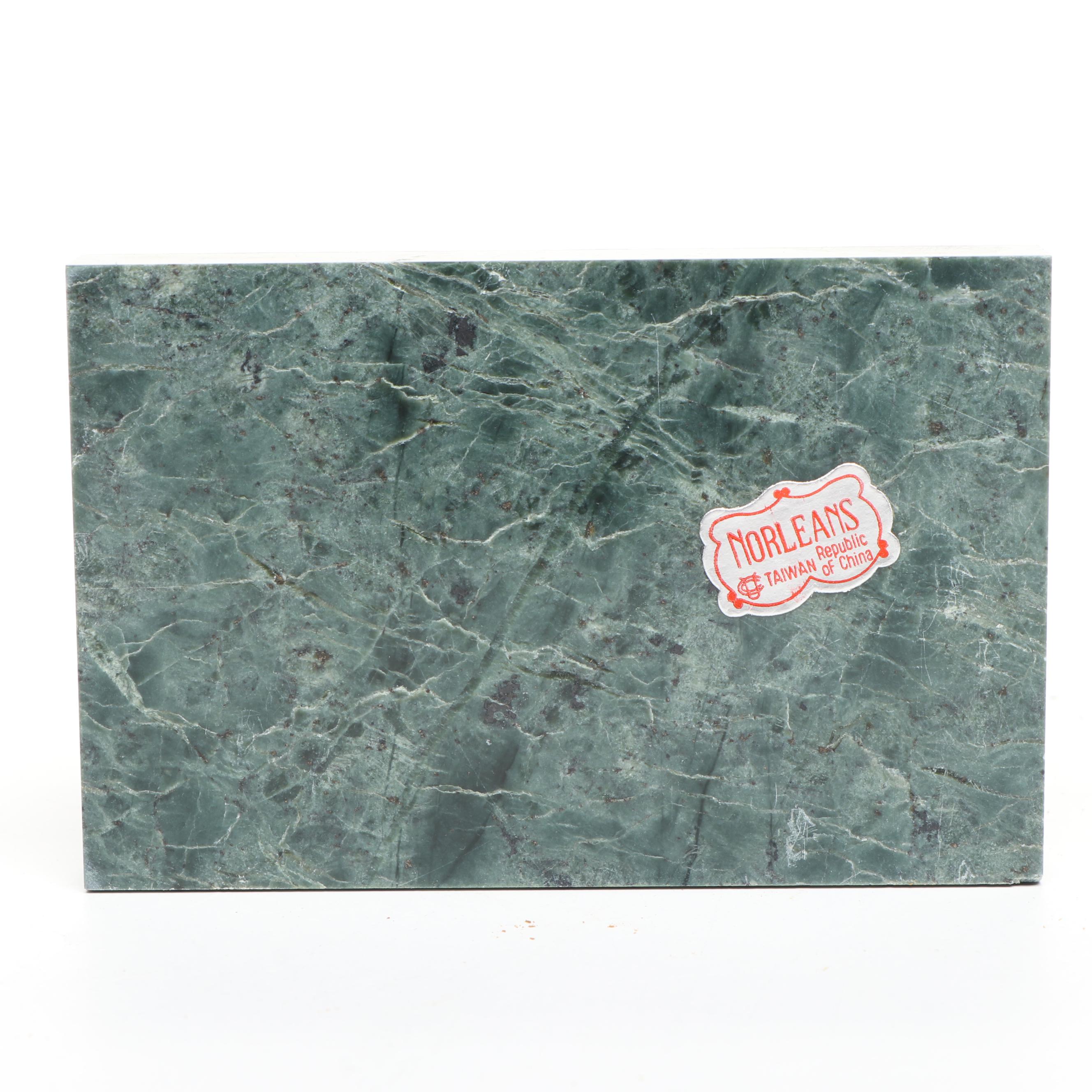 Brass Plate Betel Nut Box & Abacuses on Green Marble Slabs, Sports Whistle