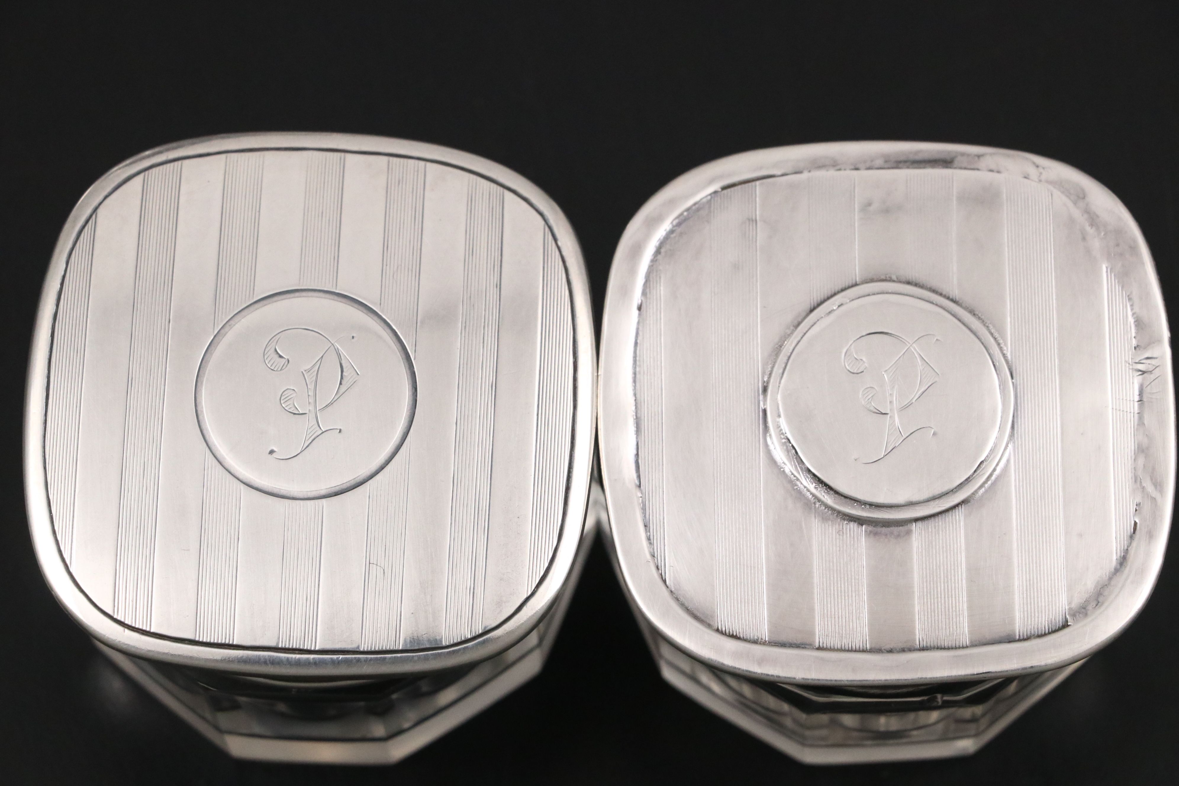 American Art Deco Sterling Silver and Glass Vanity Set