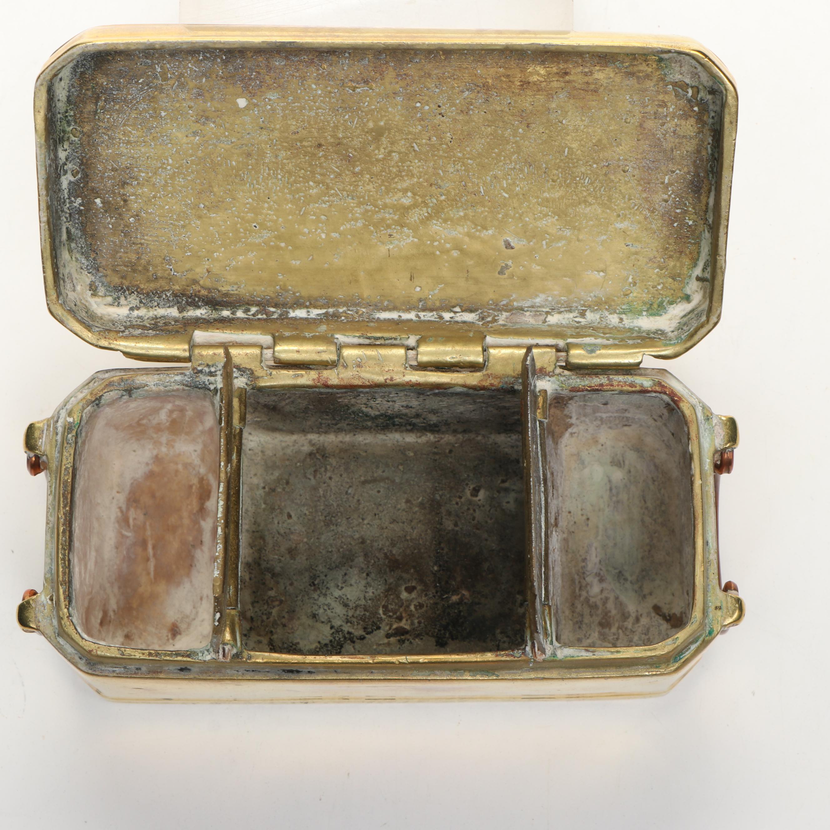 Brass Plate Betel Nut Box & Abacuses on Green Marble Slabs, Sports Whistle