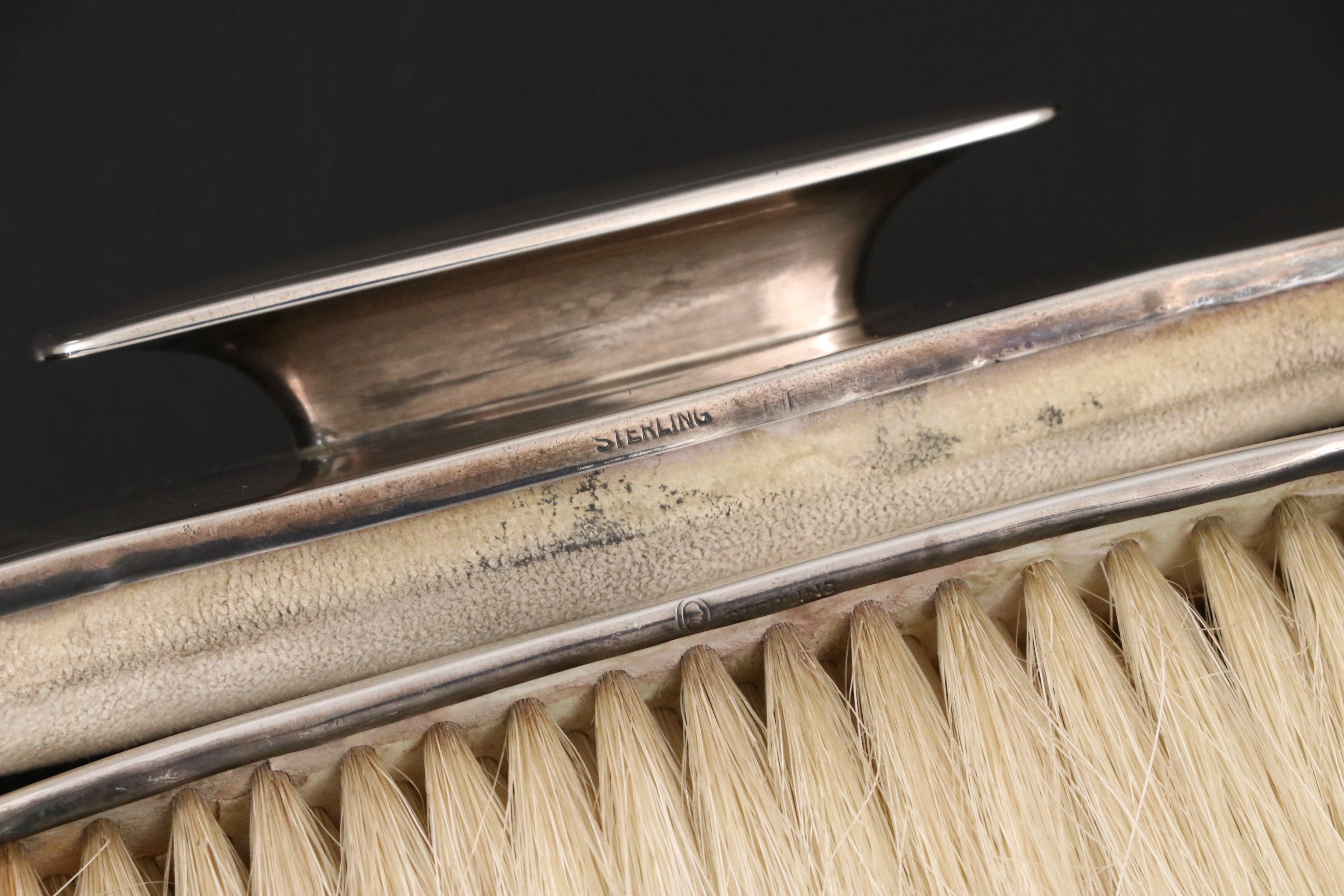 American Art Deco Sterling Silver and Glass Vanity Set