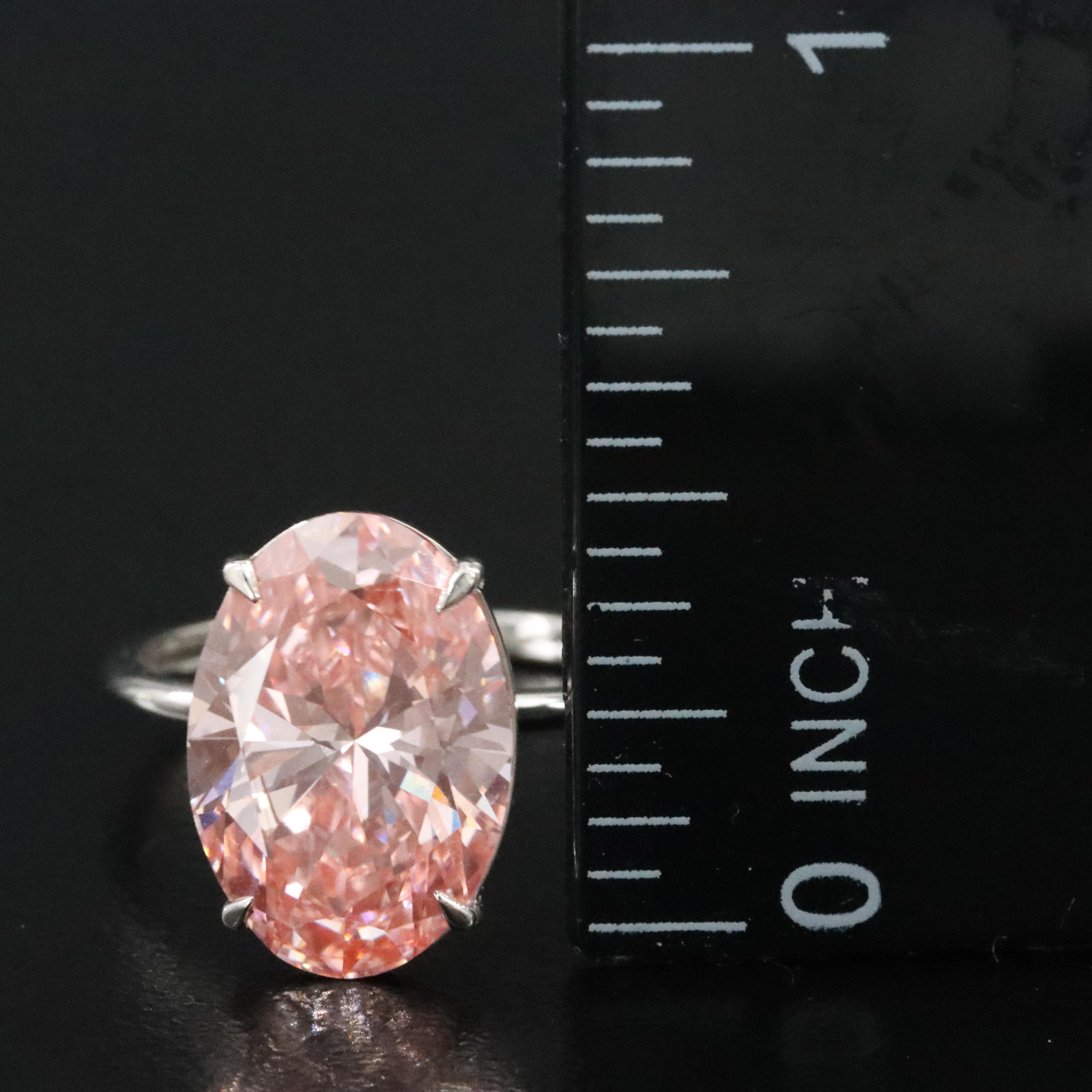 Platinum 4.07 CT Lab Grown Fancy Pink Diamond Solitaire Ring with IGI Report