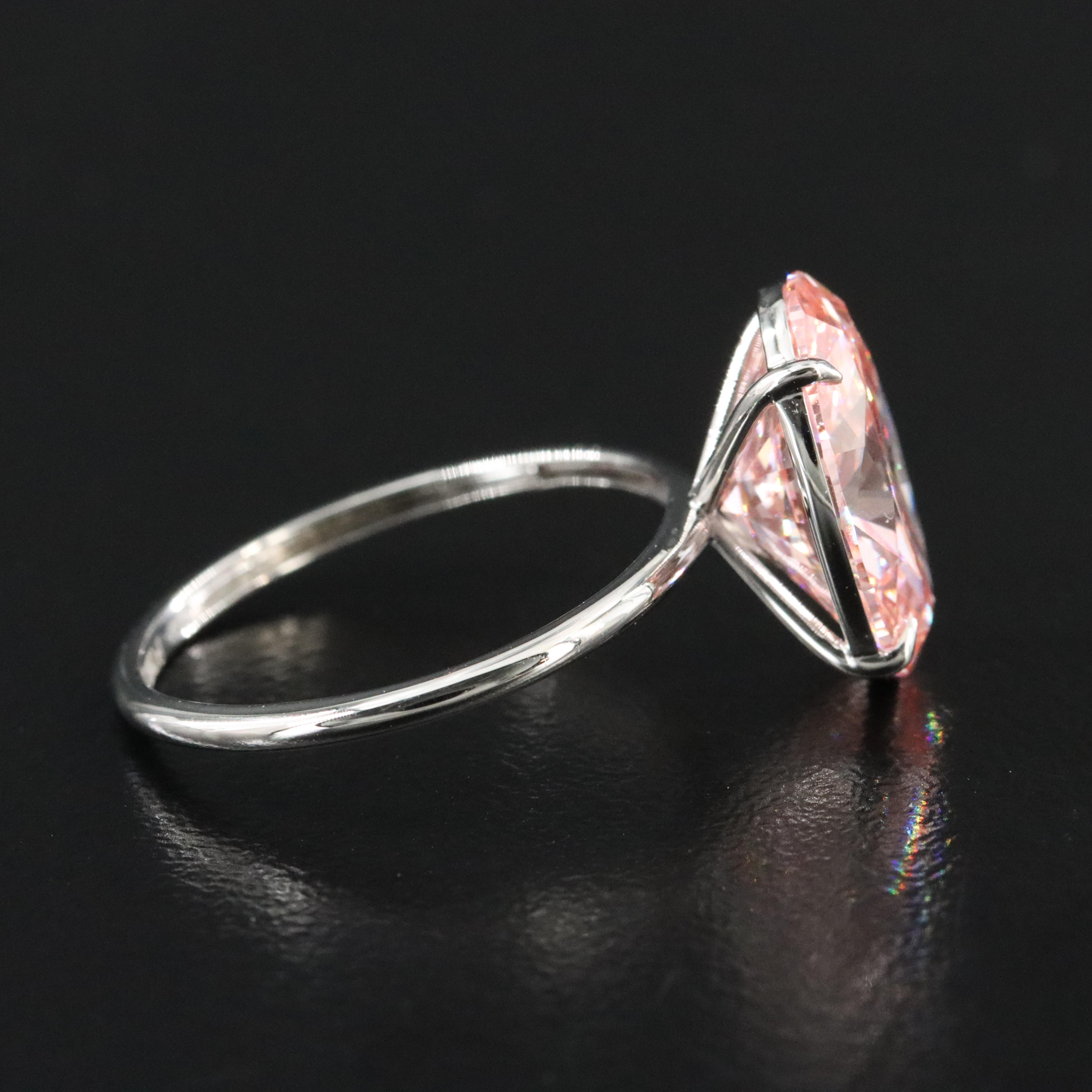 Platinum 4.07 CT Lab Grown Fancy Pink Diamond Solitaire Ring with IGI Report