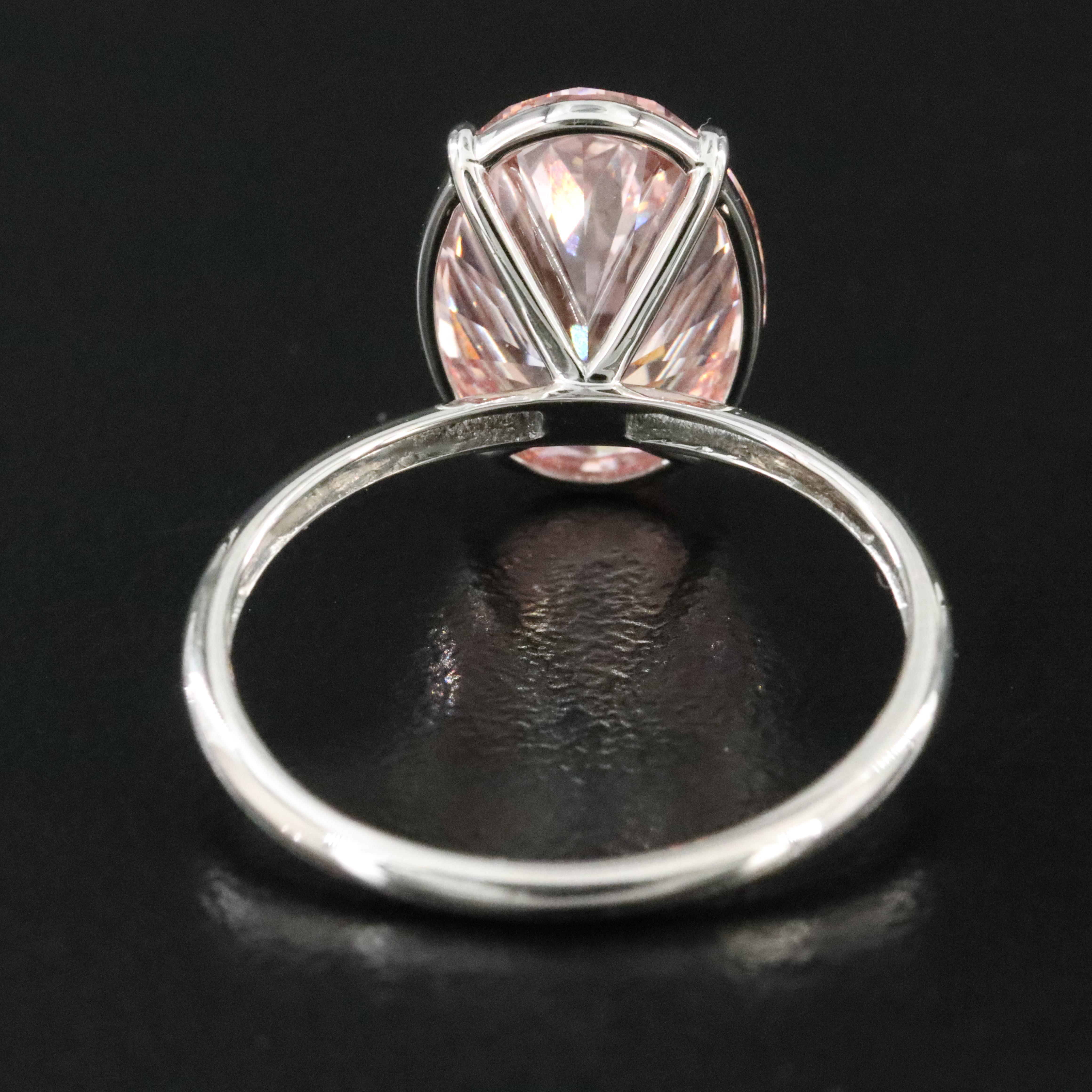 Platinum 4.07 CT Lab Grown Fancy Pink Diamond Solitaire Ring with IGI Report
