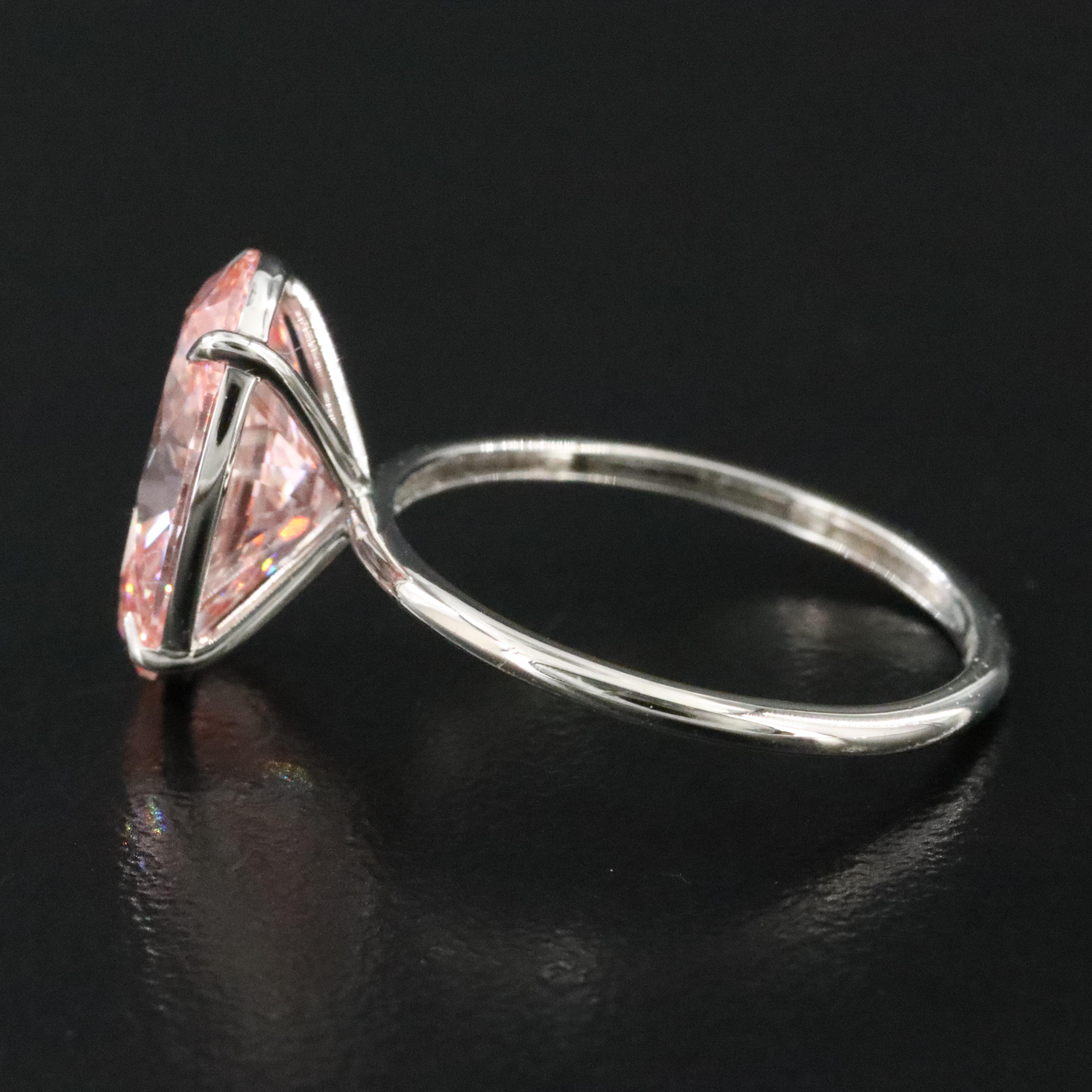 Platinum 4.07 CT Lab Grown Fancy Pink Diamond Solitaire Ring with IGI Report