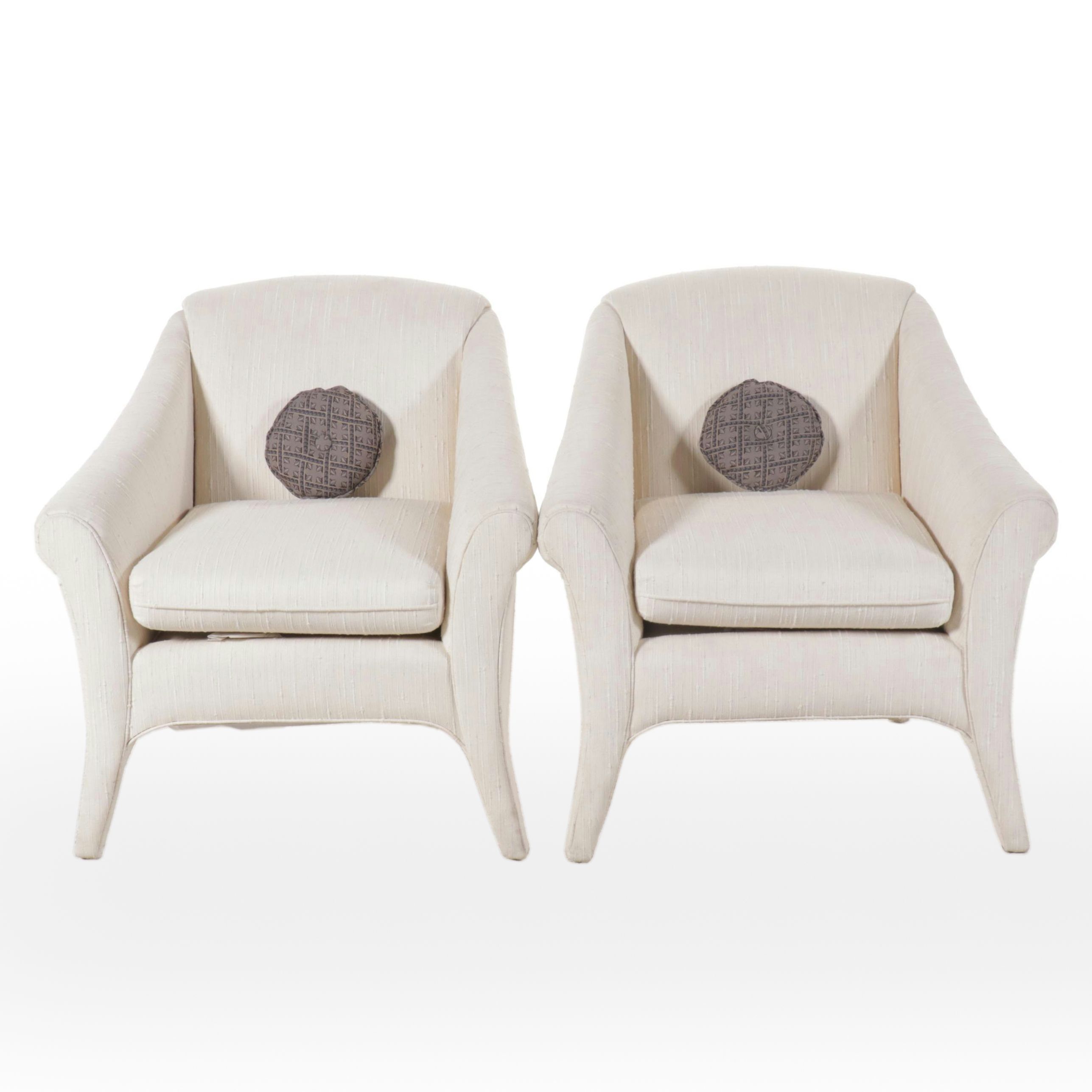Pair of International Postmodernist Fabric Upholstered Armchairs, Late 20th C.