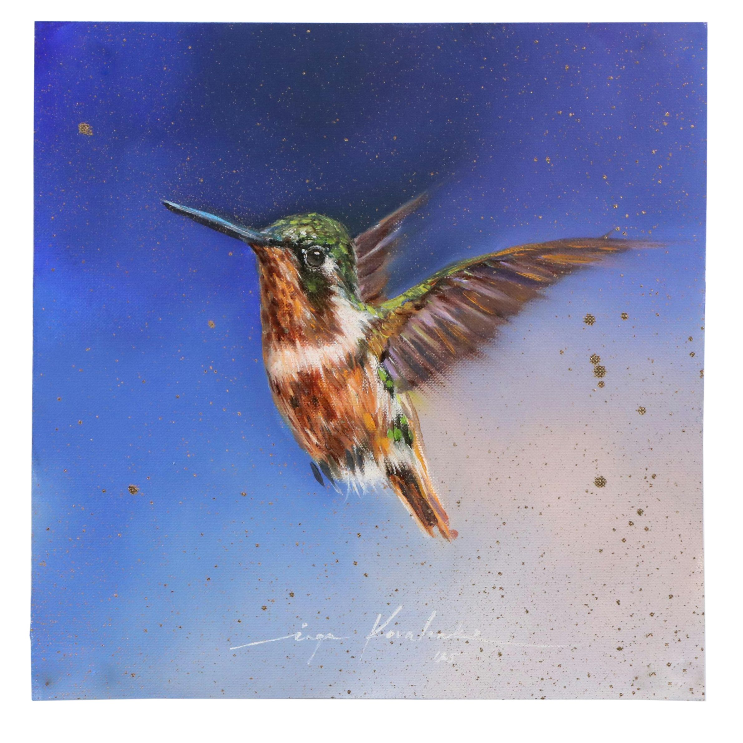 Inga Kovalenko Oil Painting of a Hummingbird, 2025