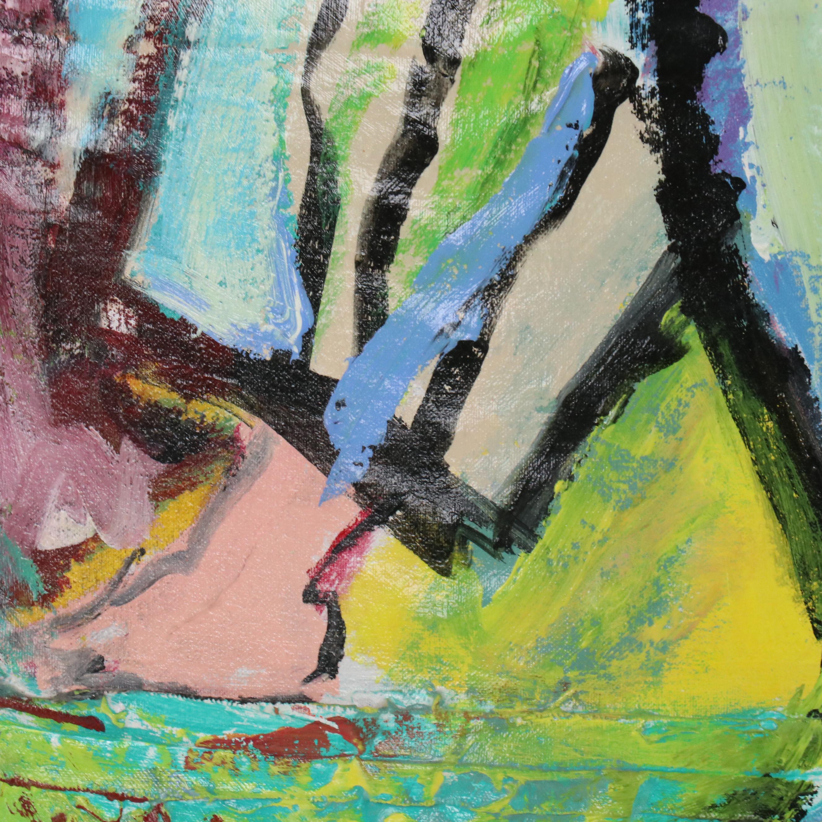 Burden Abstract Figural Mixed Media Painting