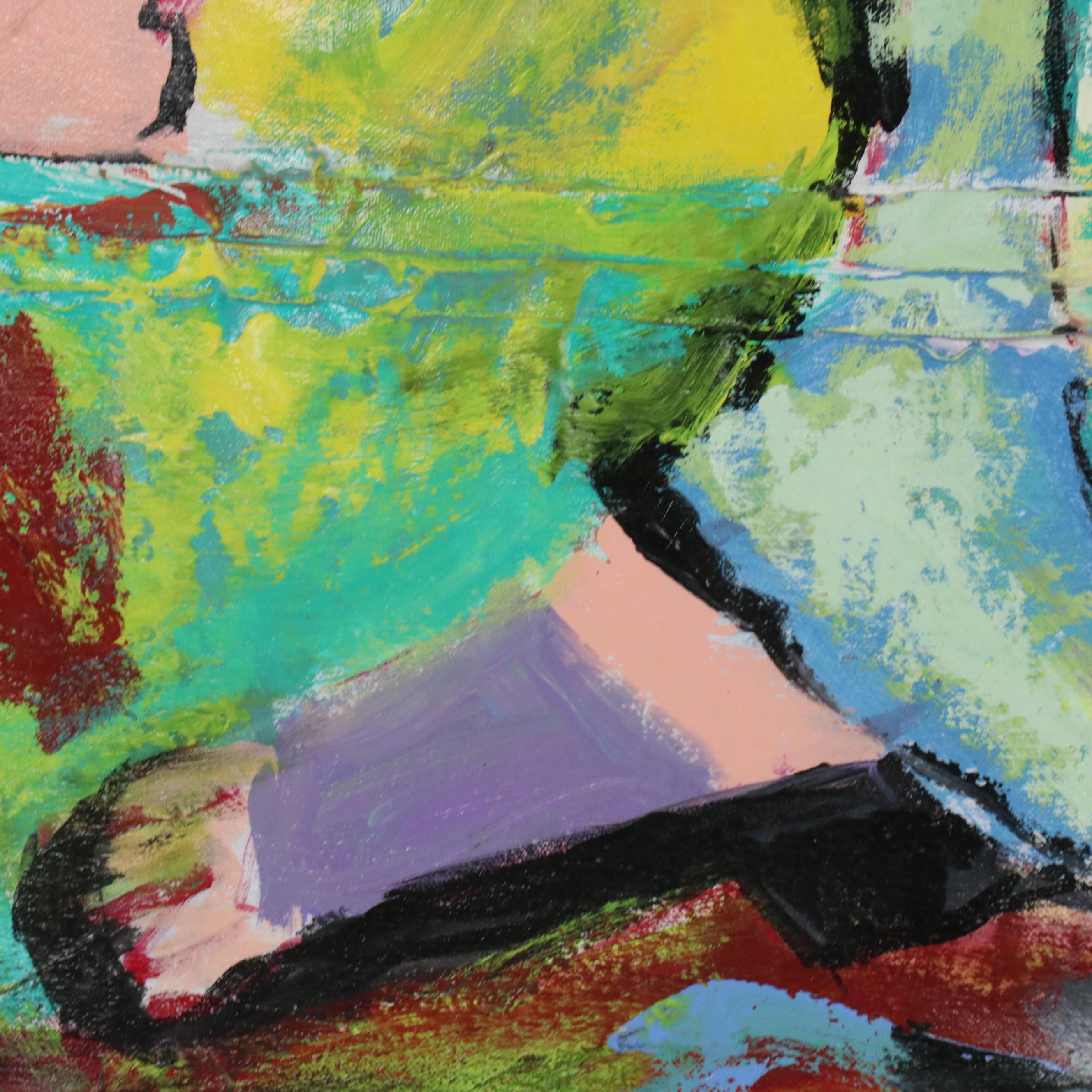 Burden Abstract Figural Mixed Media Painting