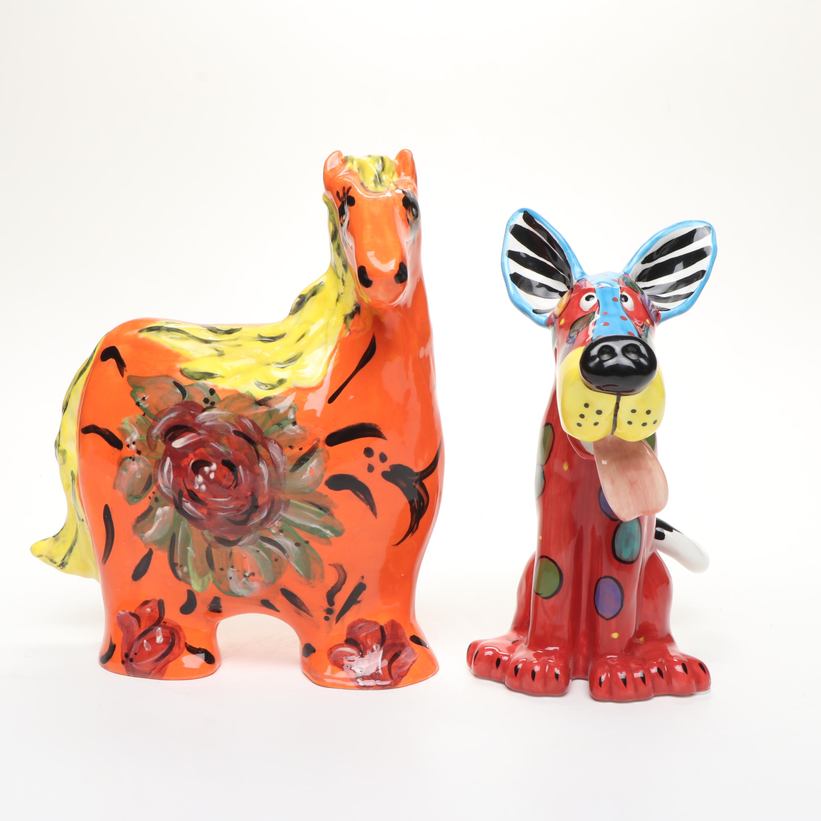 Melody T. Brock-Freeman and Dottie Draco Ceramic Figurines with Pitcher