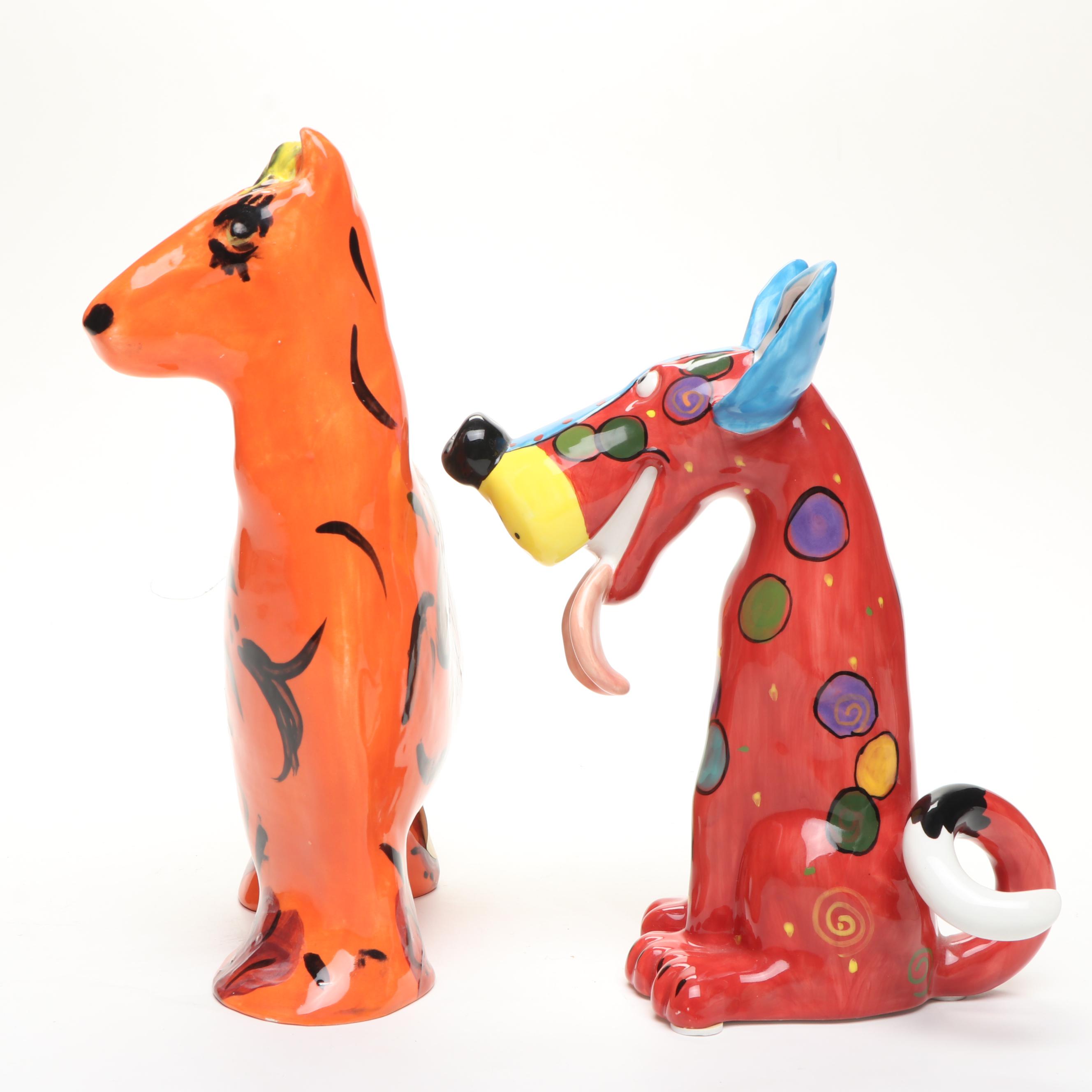 Melody T. Brock-Freeman and Dottie Draco Ceramic Figurines with Pitcher