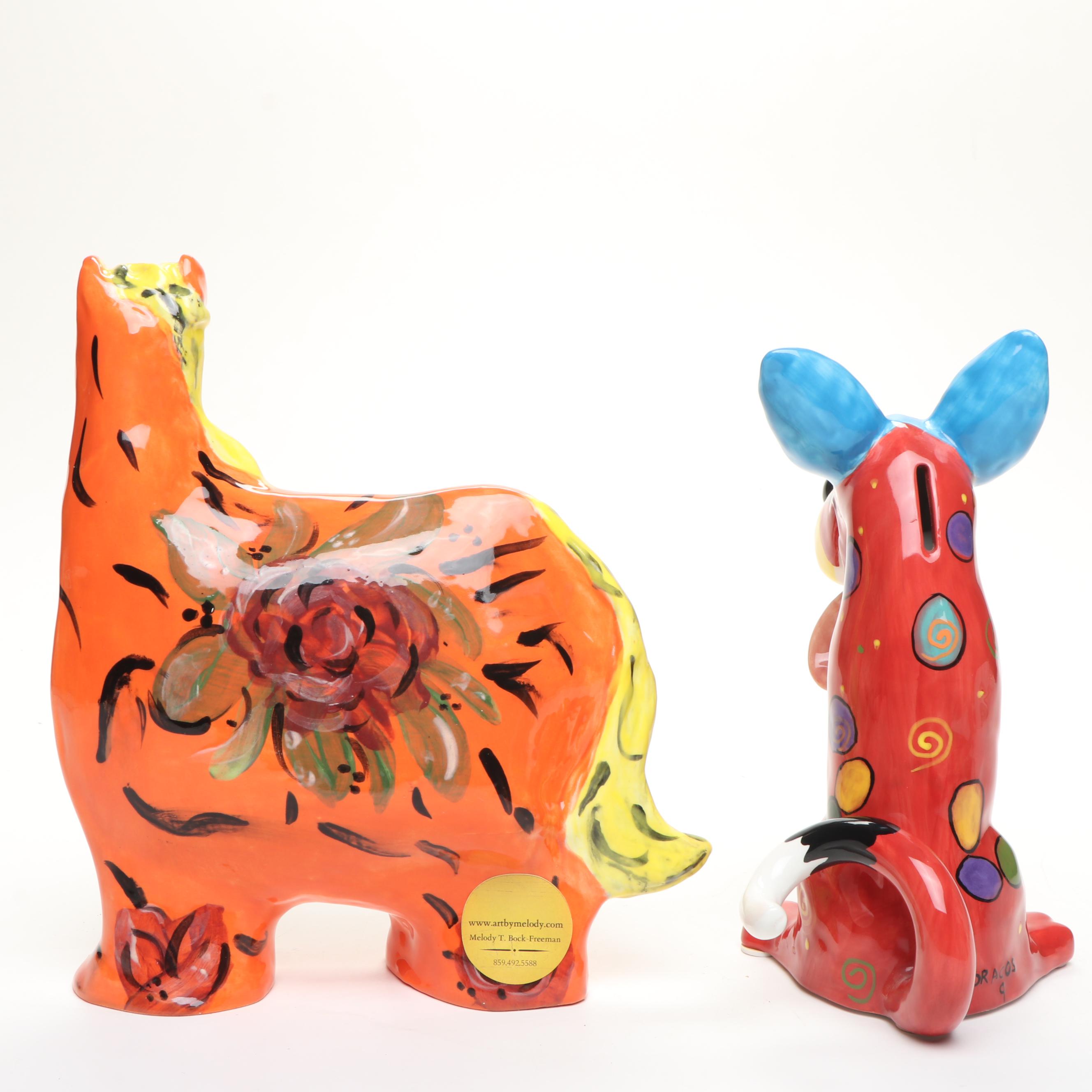 Melody T. Brock-Freeman and Dottie Draco Ceramic Figurines with Pitcher