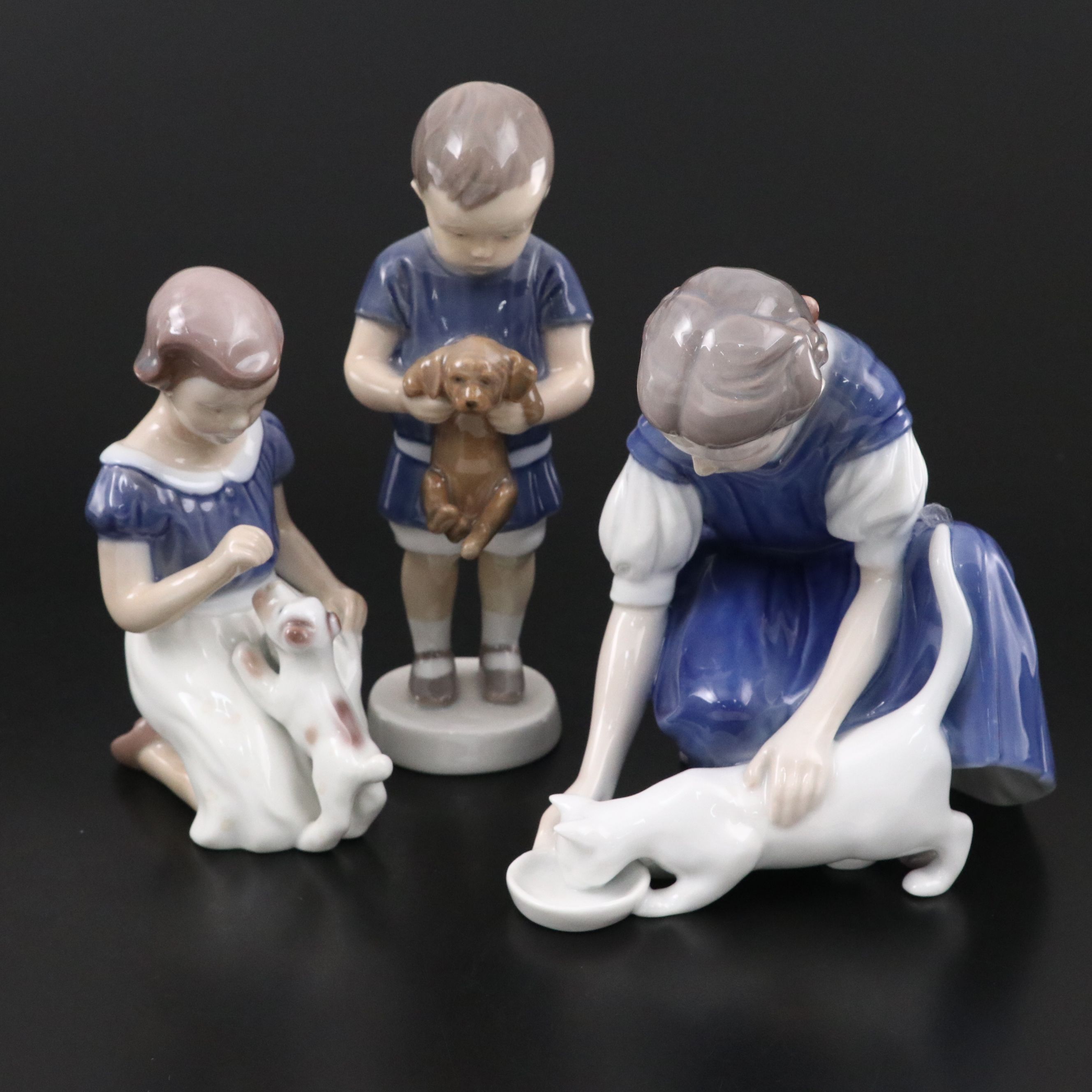 Bing & Grøndahl Porcelain Figurines of Children and Their Pets