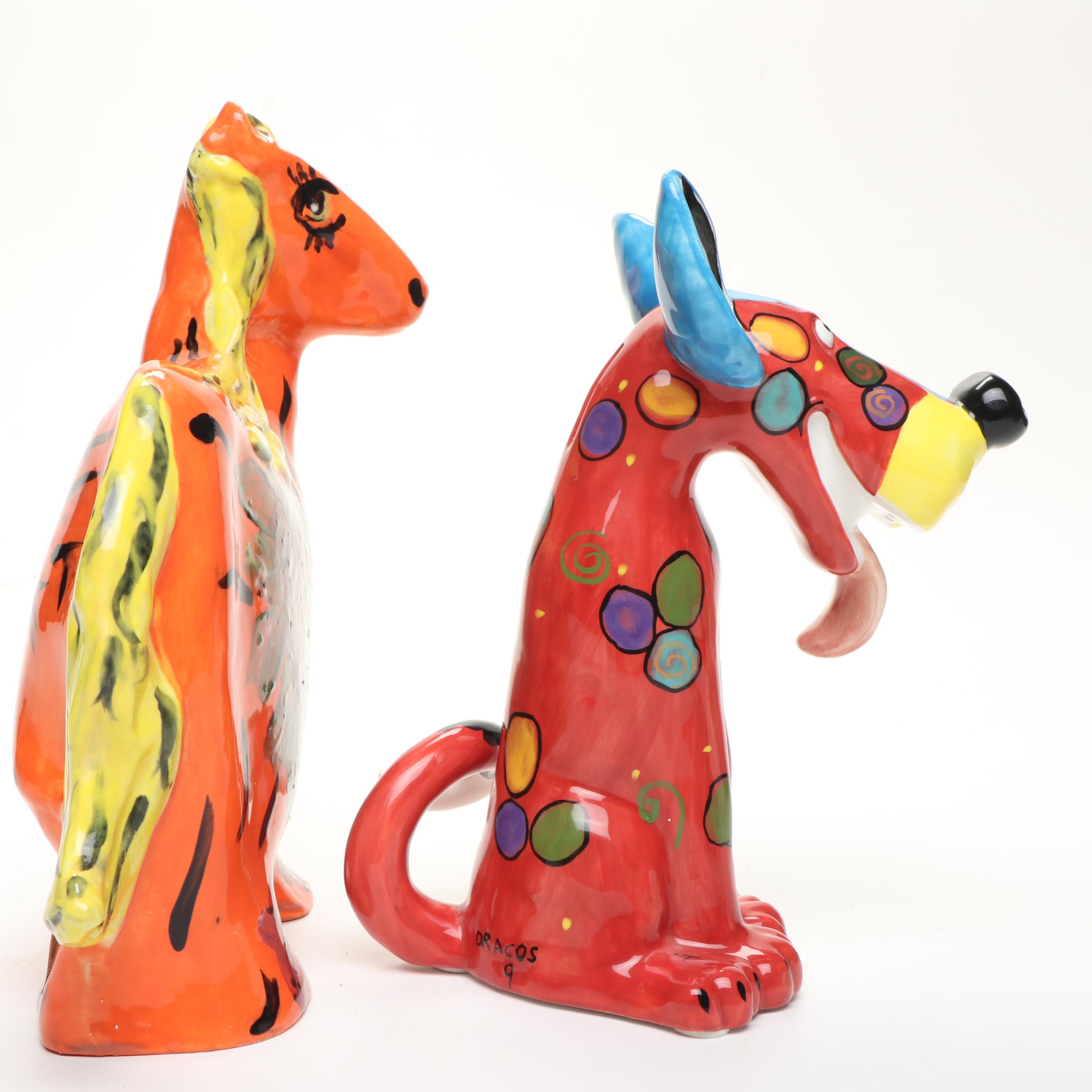 Melody T. Brock-Freeman and Dottie Draco Ceramic Figurines with Pitcher