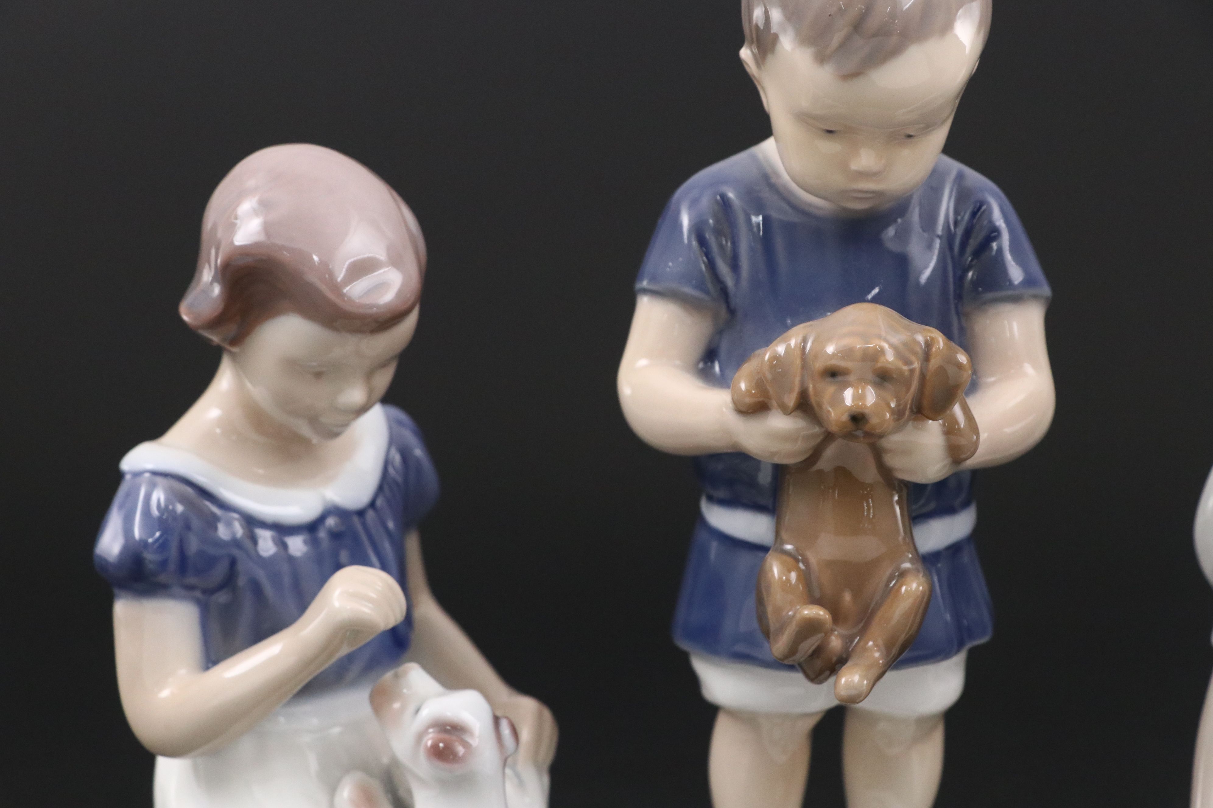 Bing & Grøndahl Porcelain Figurines of Children and Their Pets