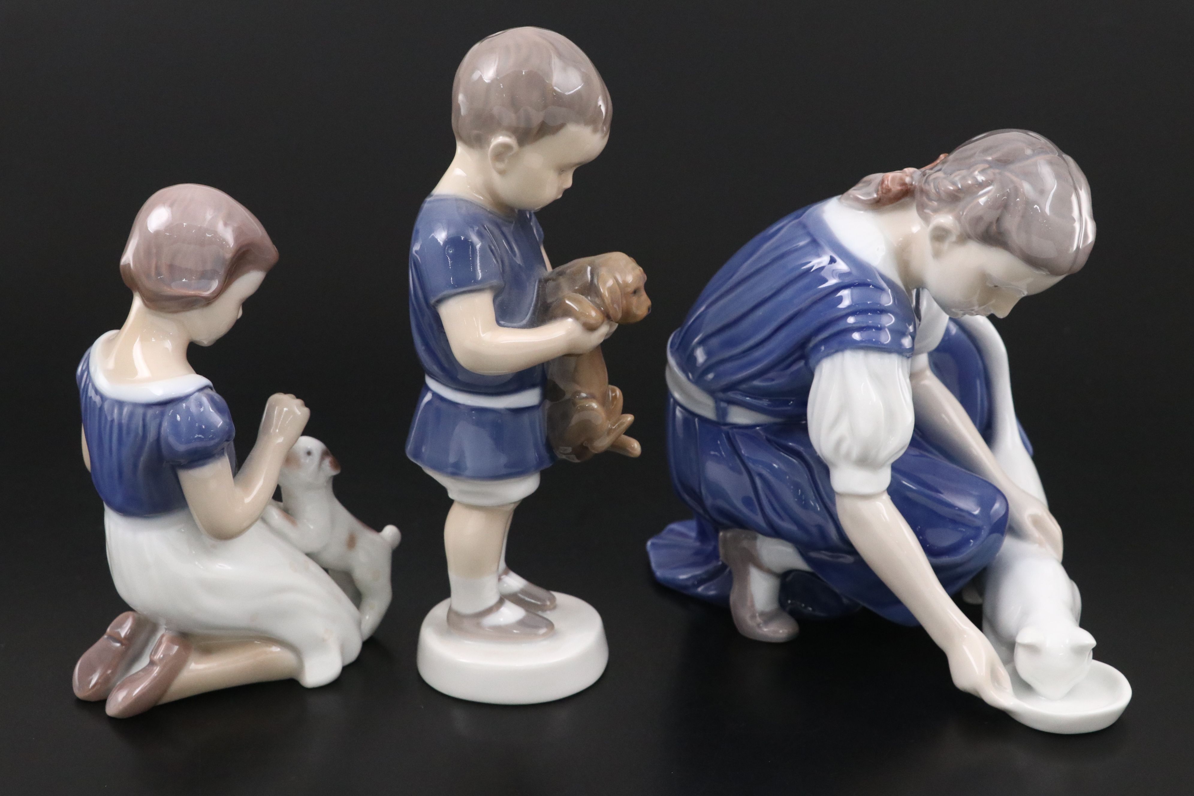 Bing & Grøndahl Porcelain Figurines of Children and Their Pets
