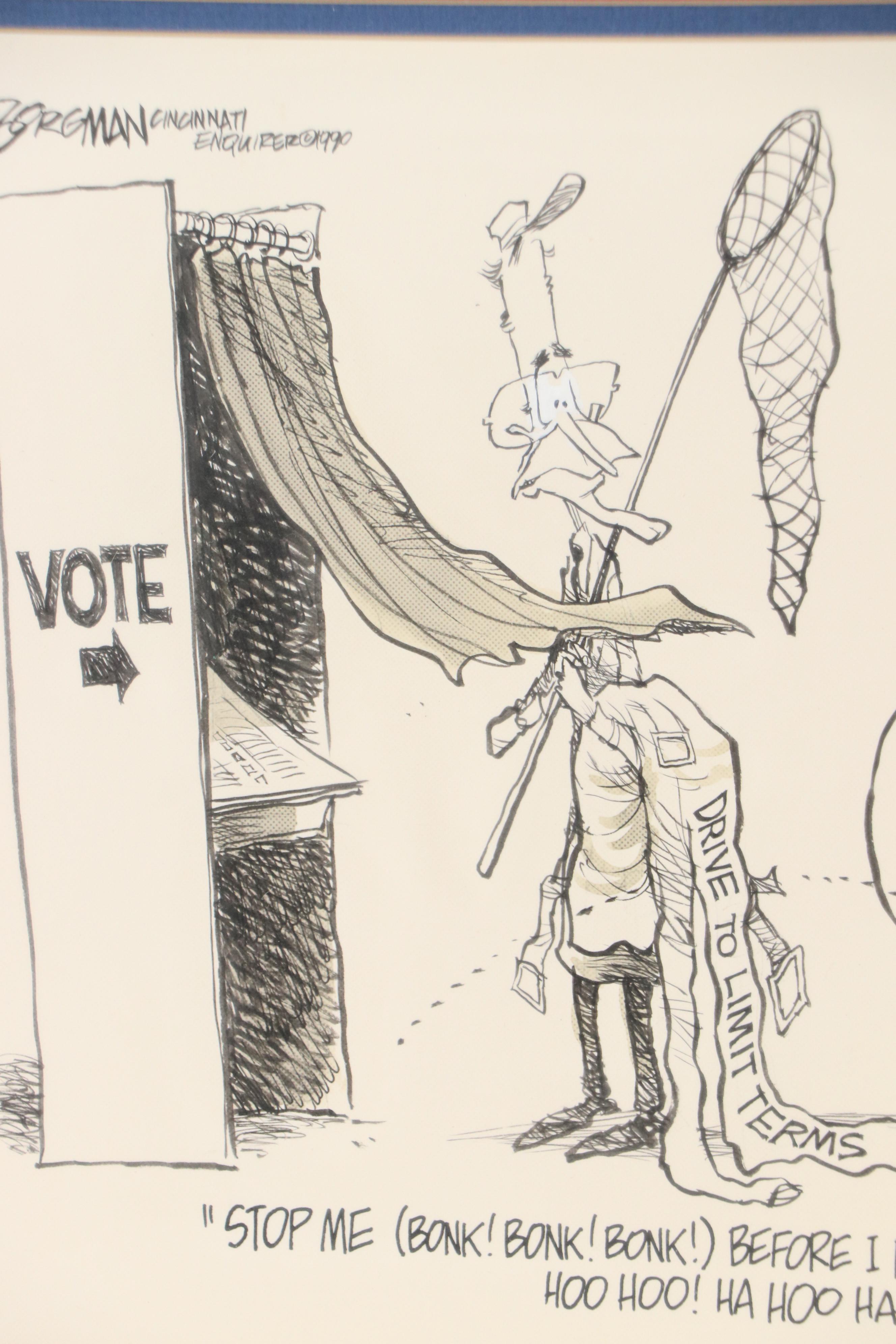 Jim Borgman Cincinnati Enquirer Ink Illustration, 1990