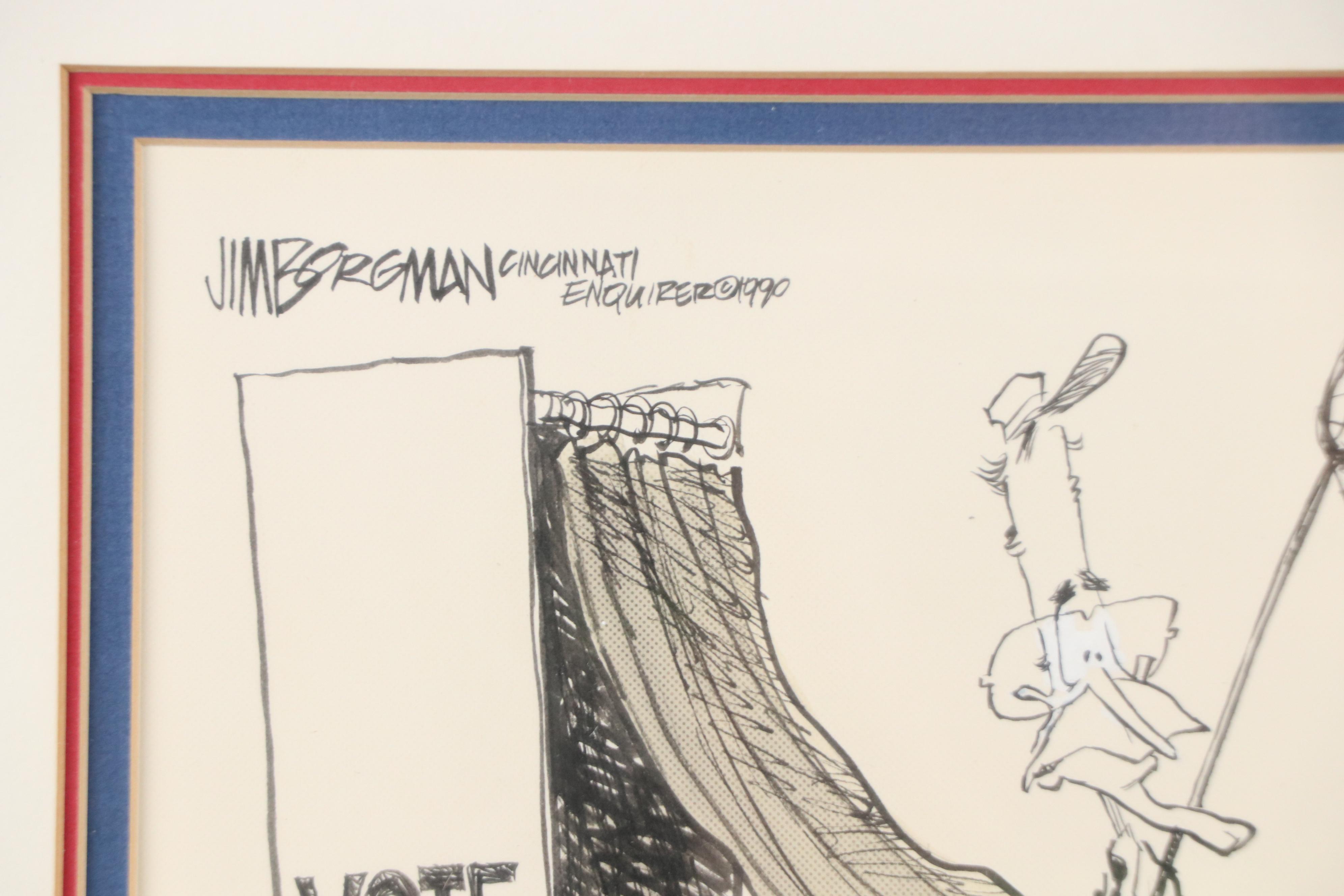 Jim Borgman Cincinnati Enquirer Ink Illustration, 1990