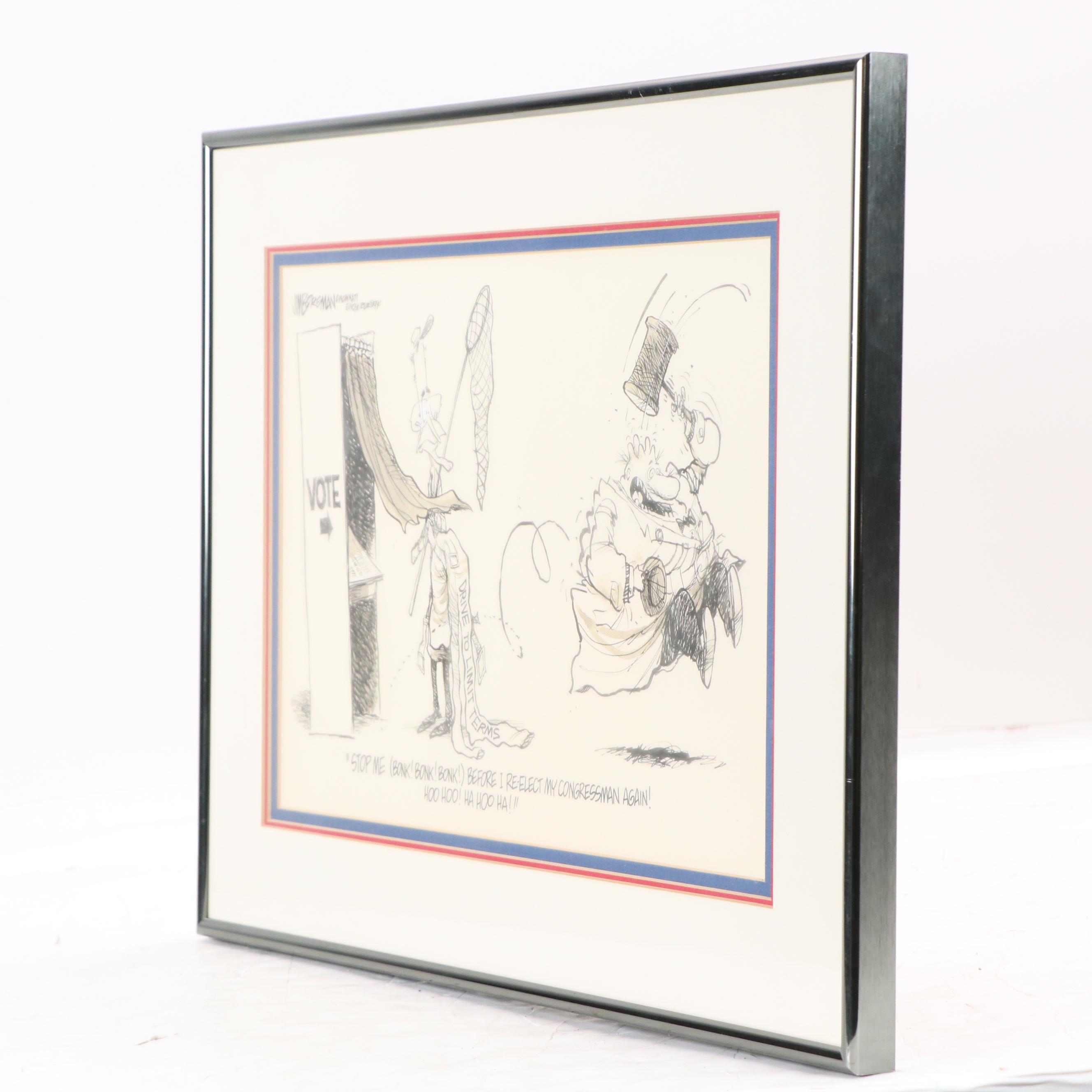 Jim Borgman Cincinnati Enquirer Ink Illustration, 1990