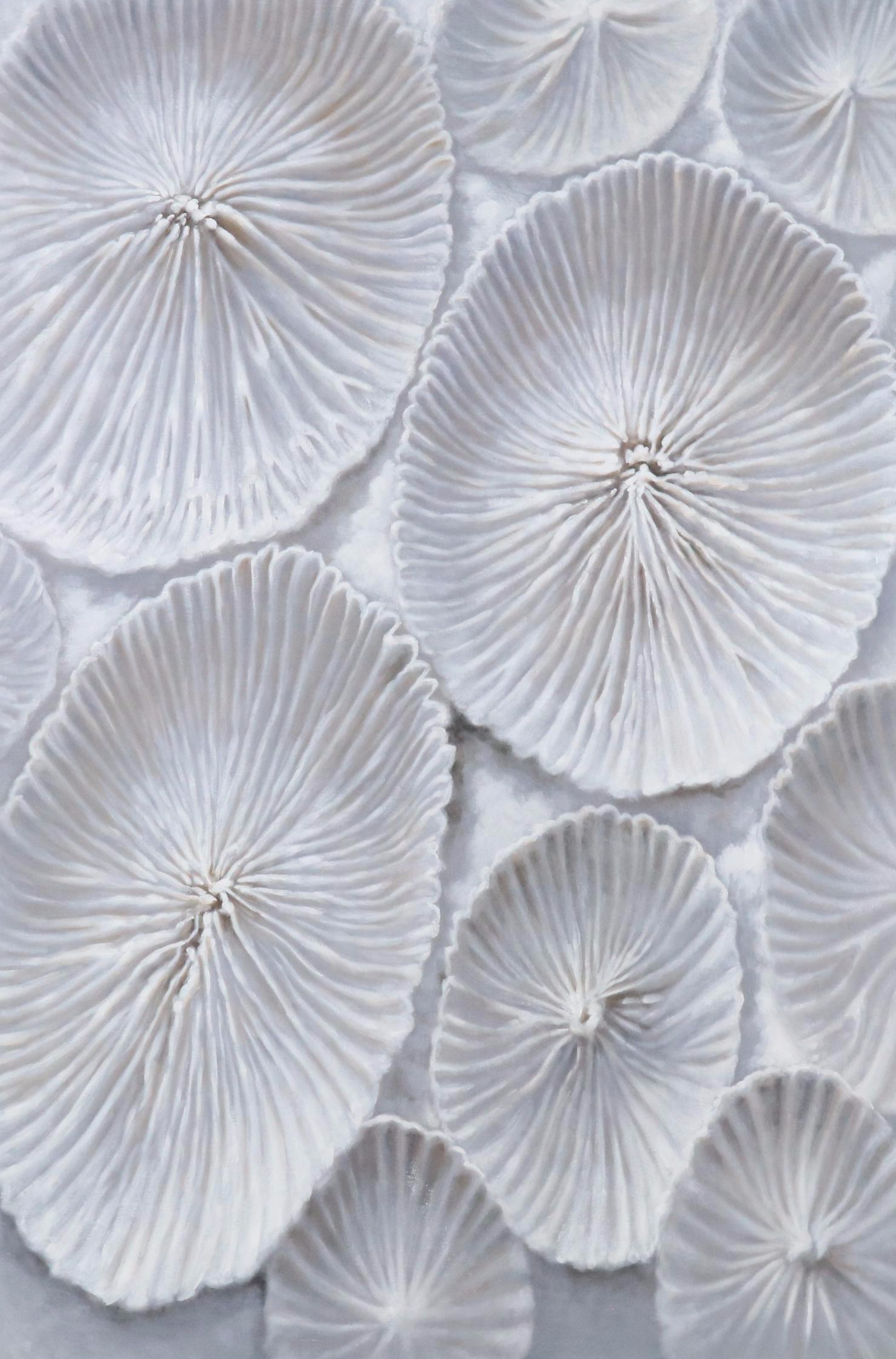 Frontgate Grayscale Abstract Mushroom Coral Acrylic Painting