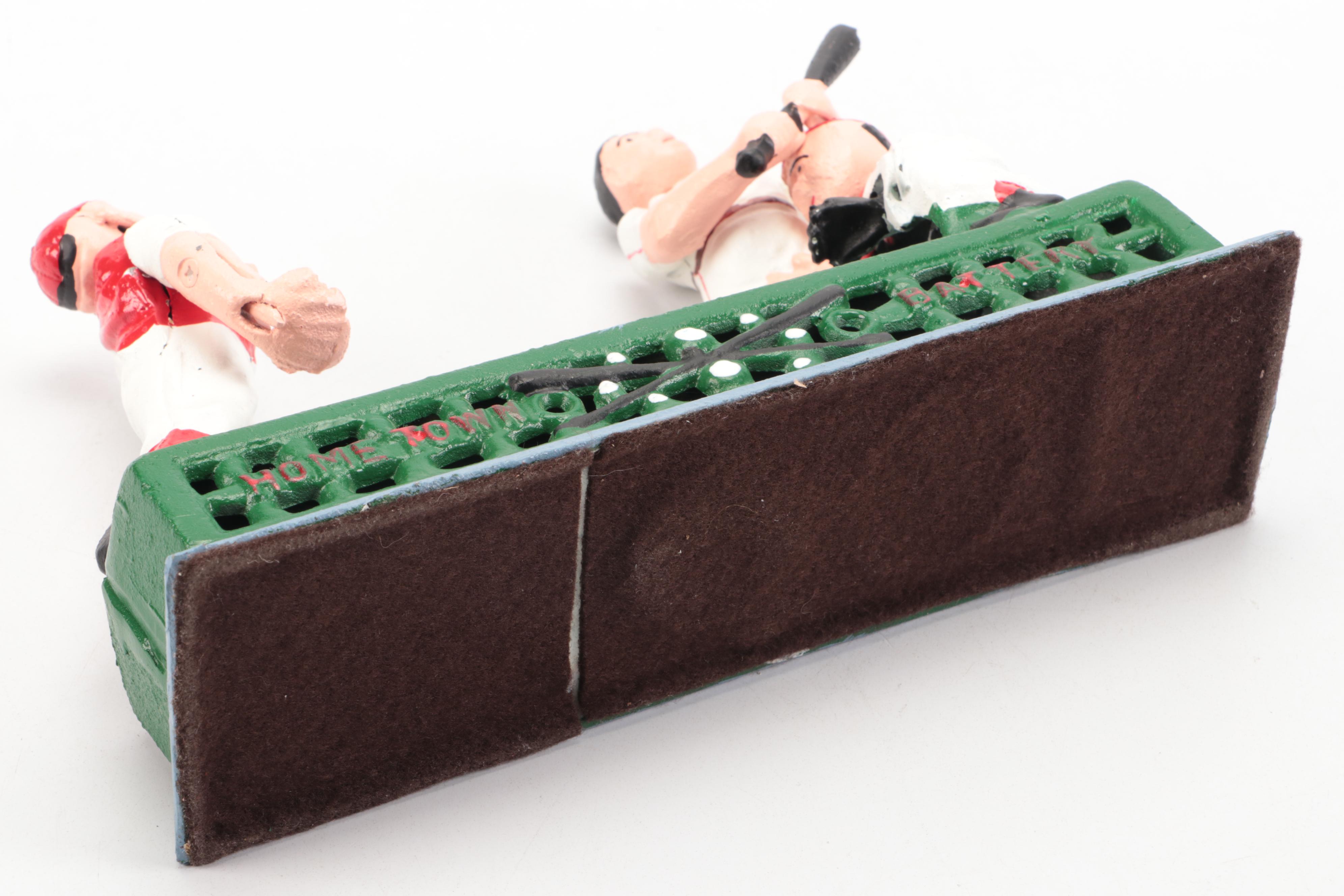 Painted Cast Iron "Hometown Battery" Reproduction Mechanical Bank