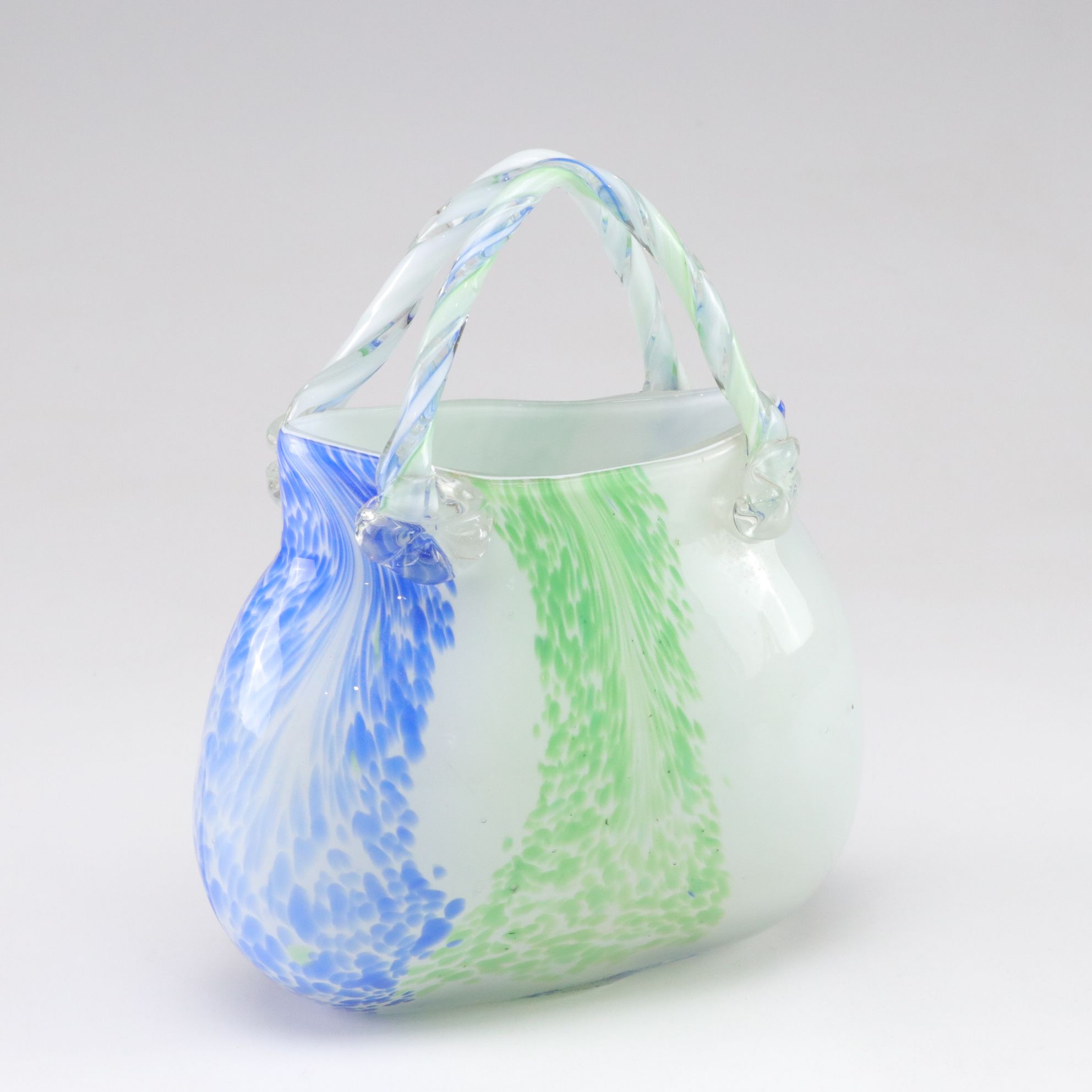 Three Blown Cased Glass Handbags