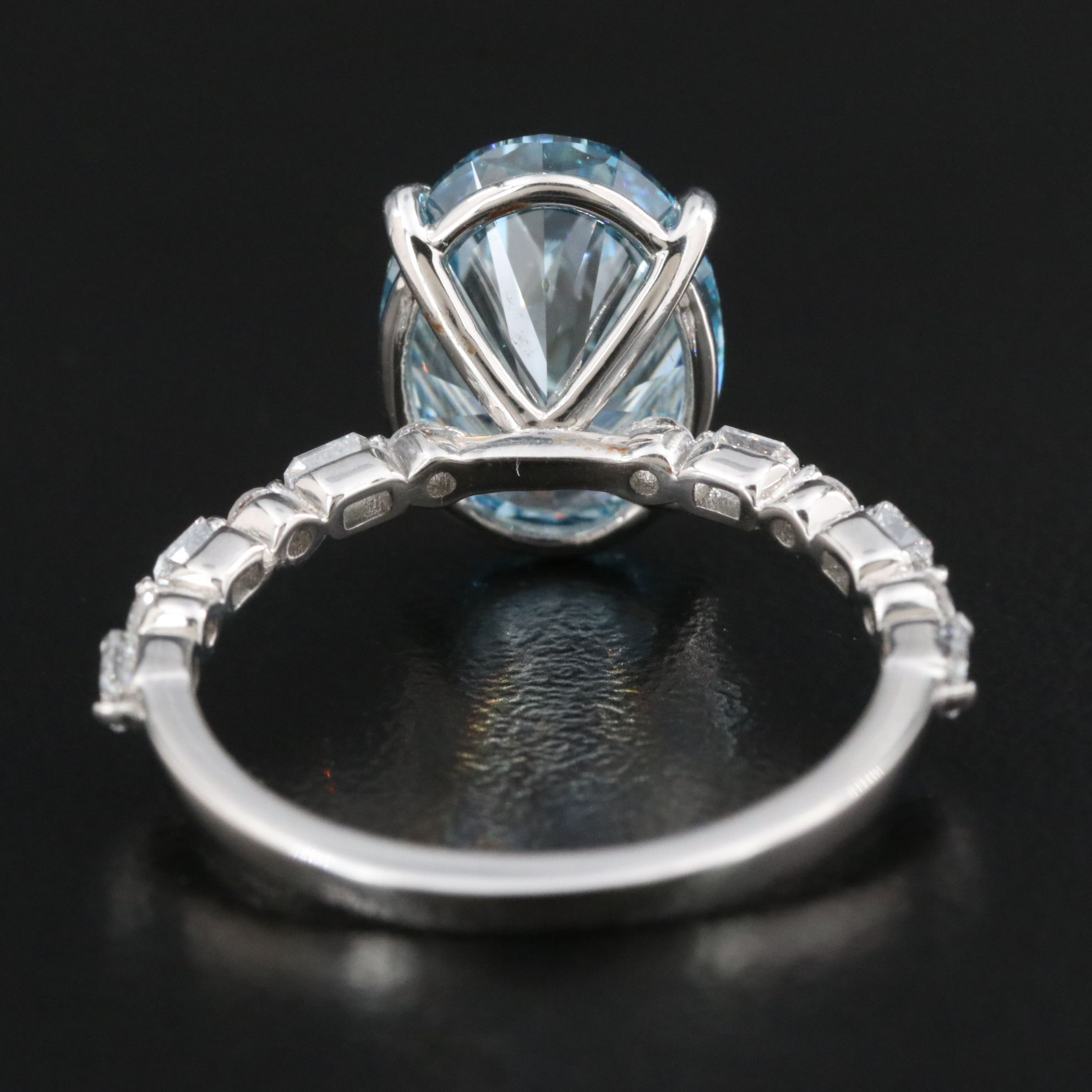Platinum 4.58 CTW Lab Grown Diamond Ring with Fancy Blue Center and IGI Report