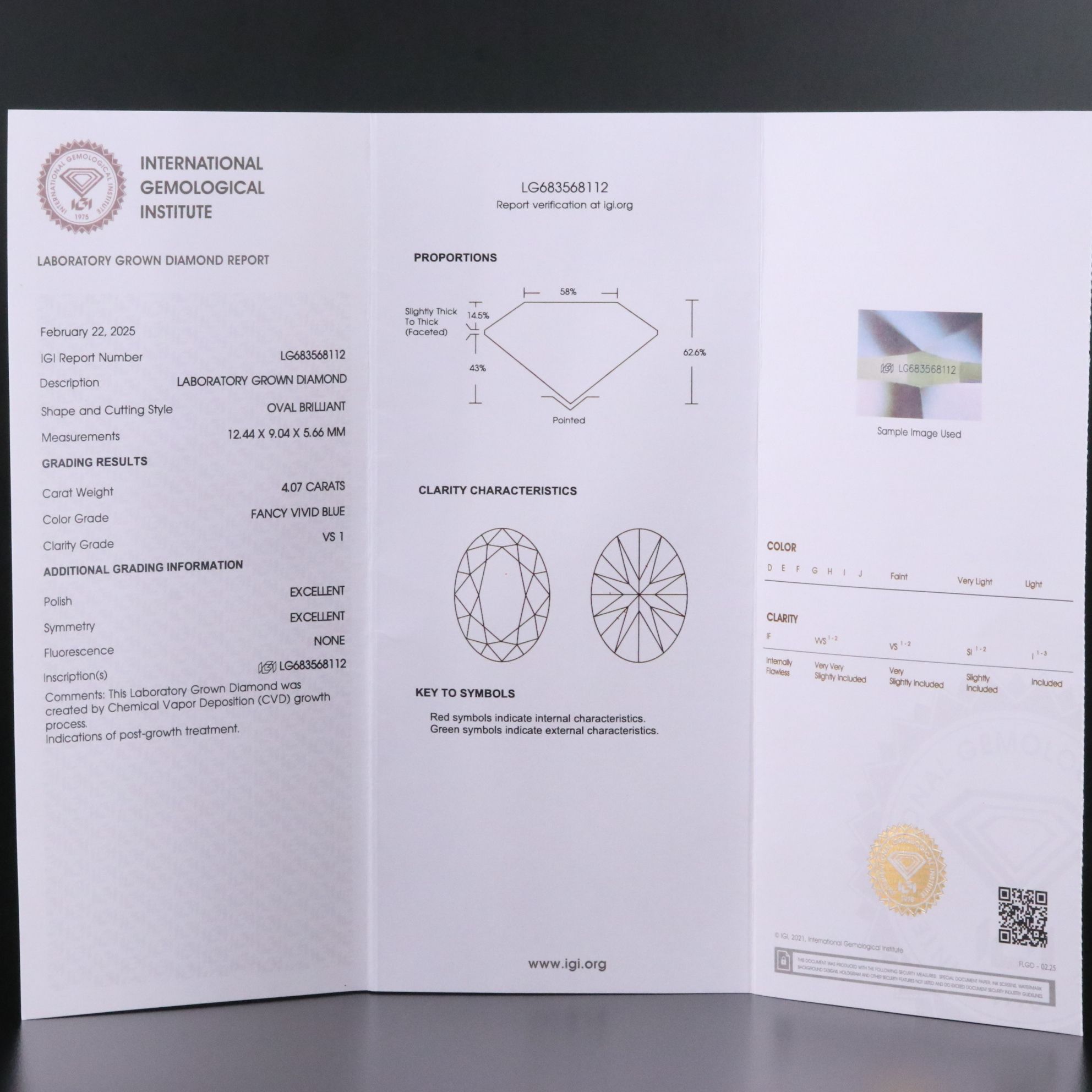 Platinum 4.58 CTW Lab Grown Diamond Ring with Fancy Blue Center and IGI Report