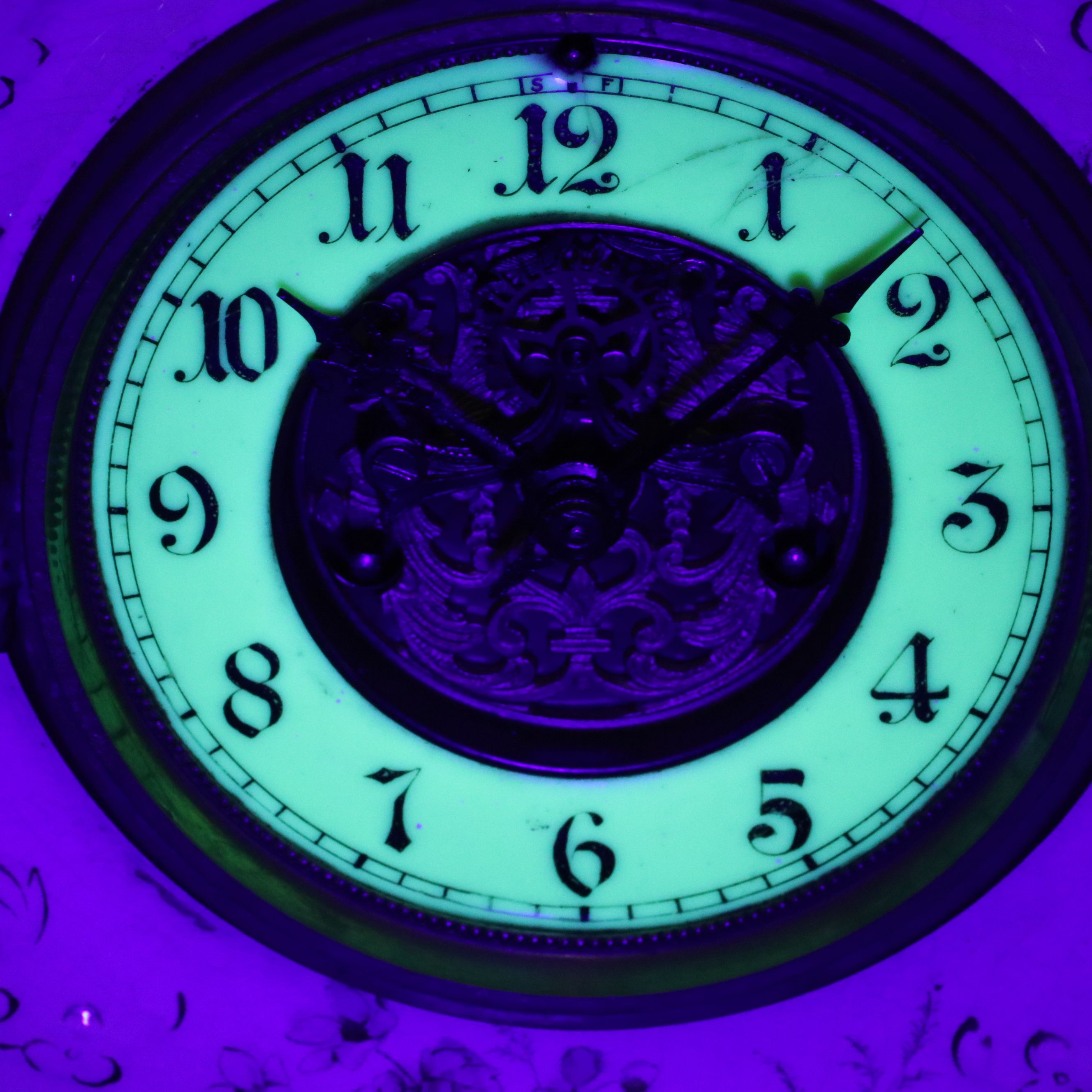 Waterbury Floral Porcelain Parlor Mantel Clock, Late 19th/ Early 20th Century