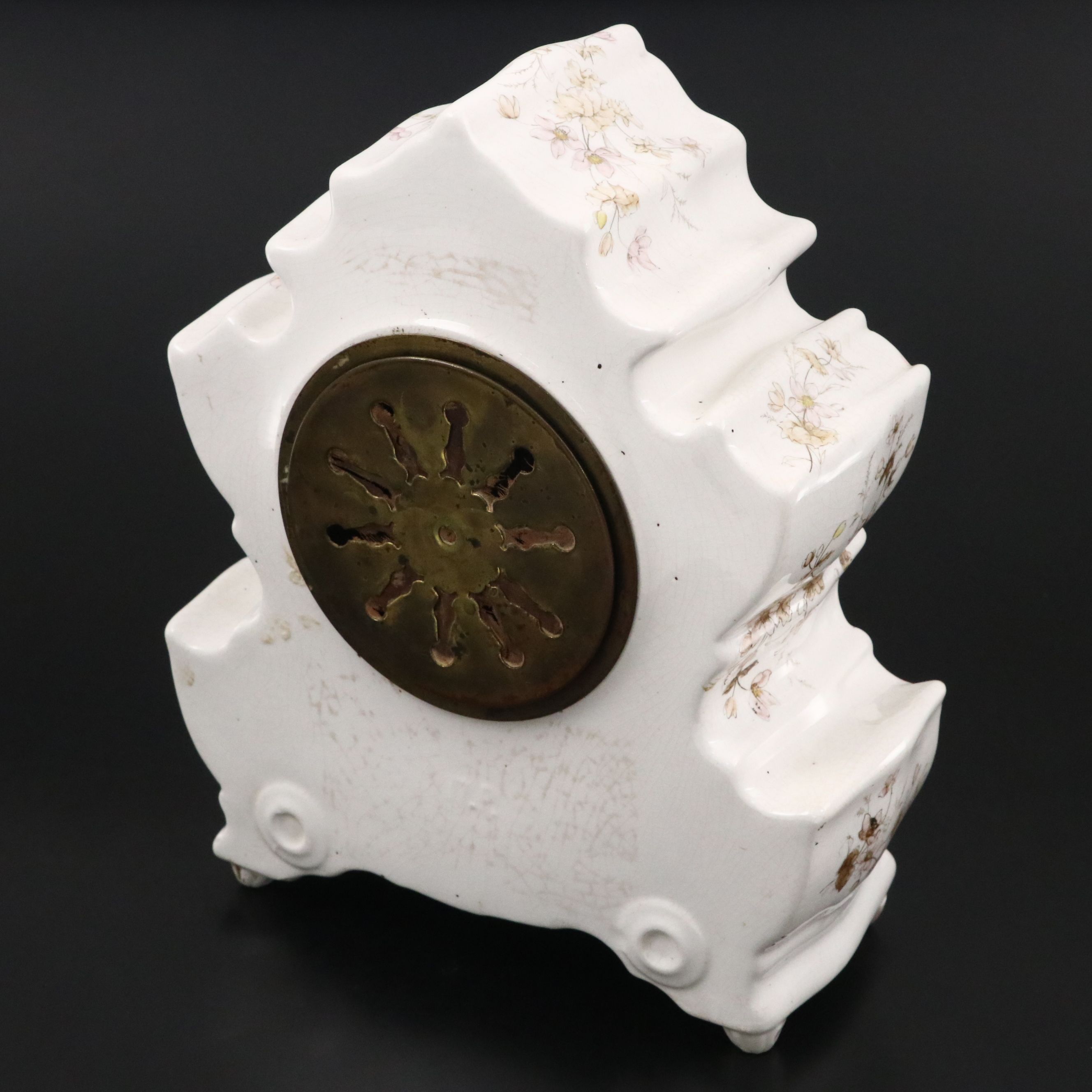 Waterbury Floral Porcelain Parlor Mantel Clock, Late 19th/ Early 20th Century