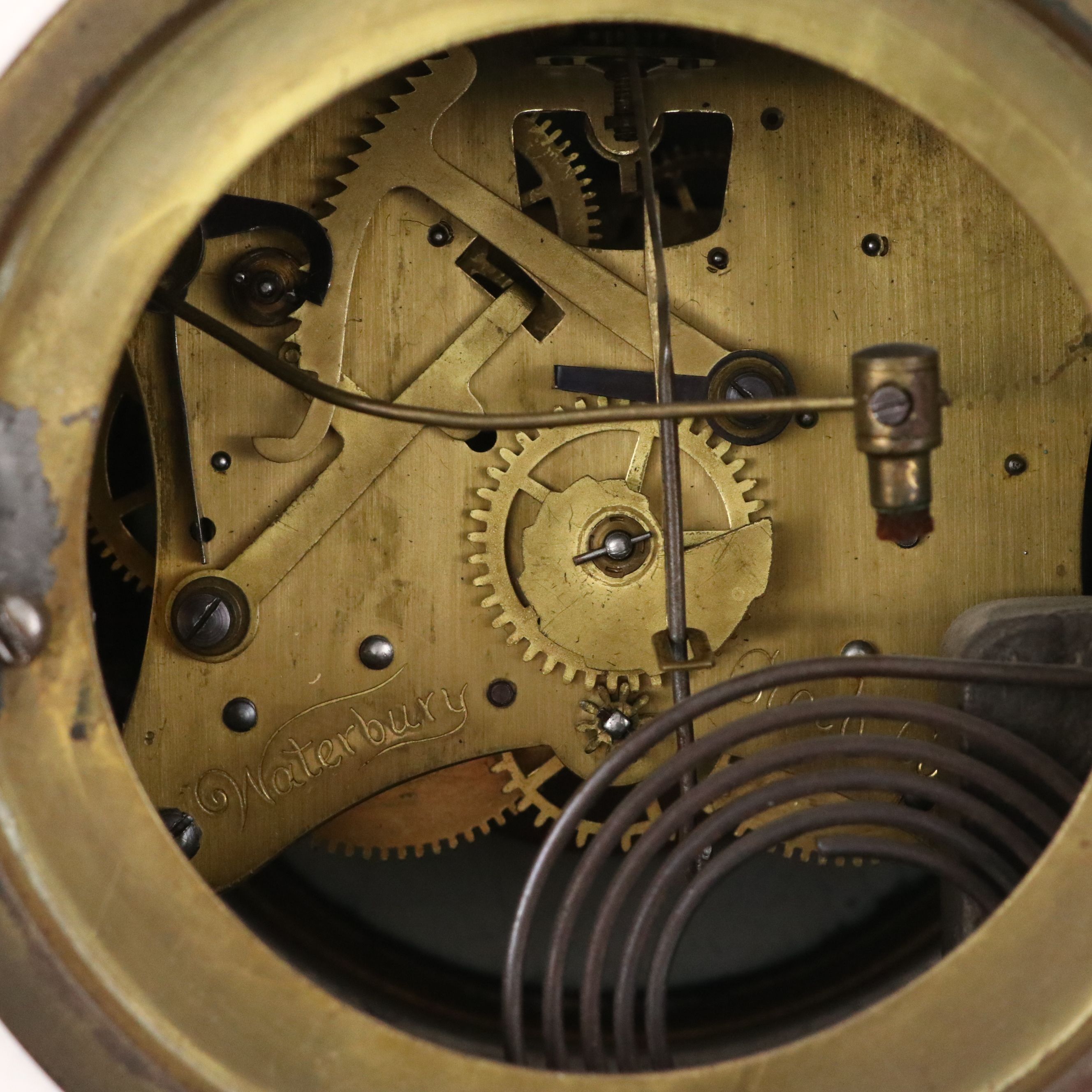 Waterbury Floral Porcelain Parlor Mantel Clock, Late 19th/ Early 20th Century