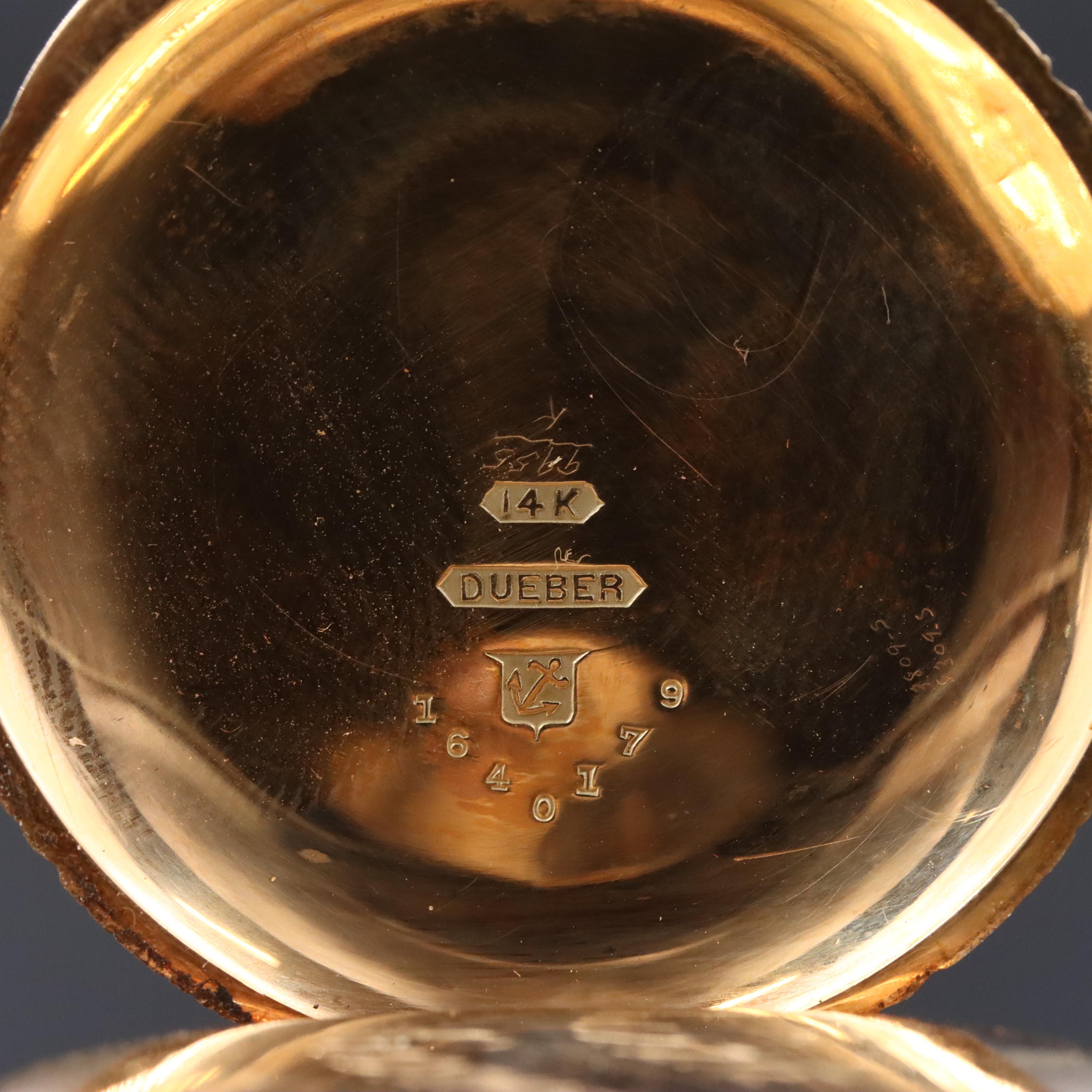 1889 14K Elgin Scalloped Edge Ornate Hunting Case Pocket Watch