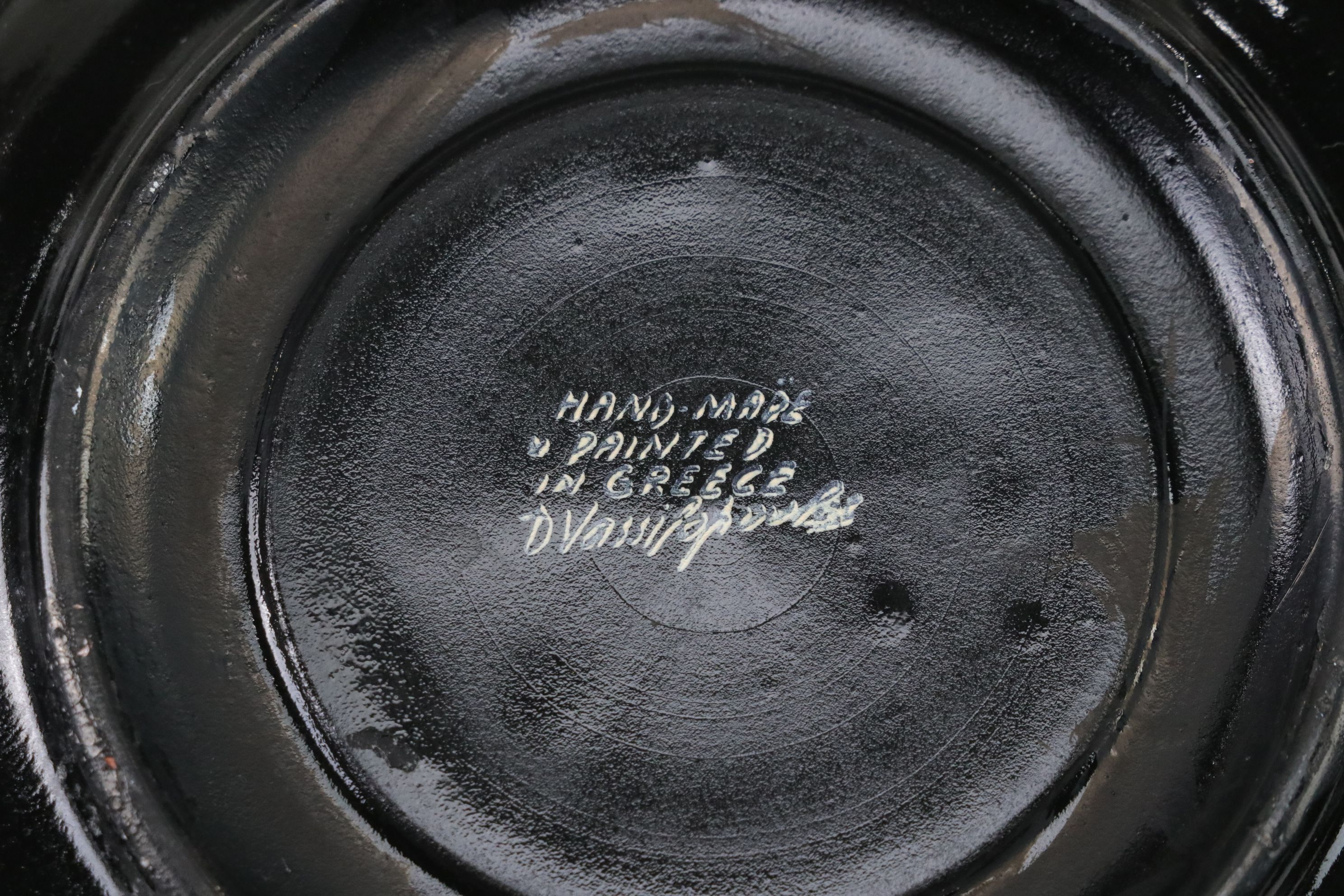 D. Vassilopoulos Hand-Painted Greek Demitasse Cups and Saucers