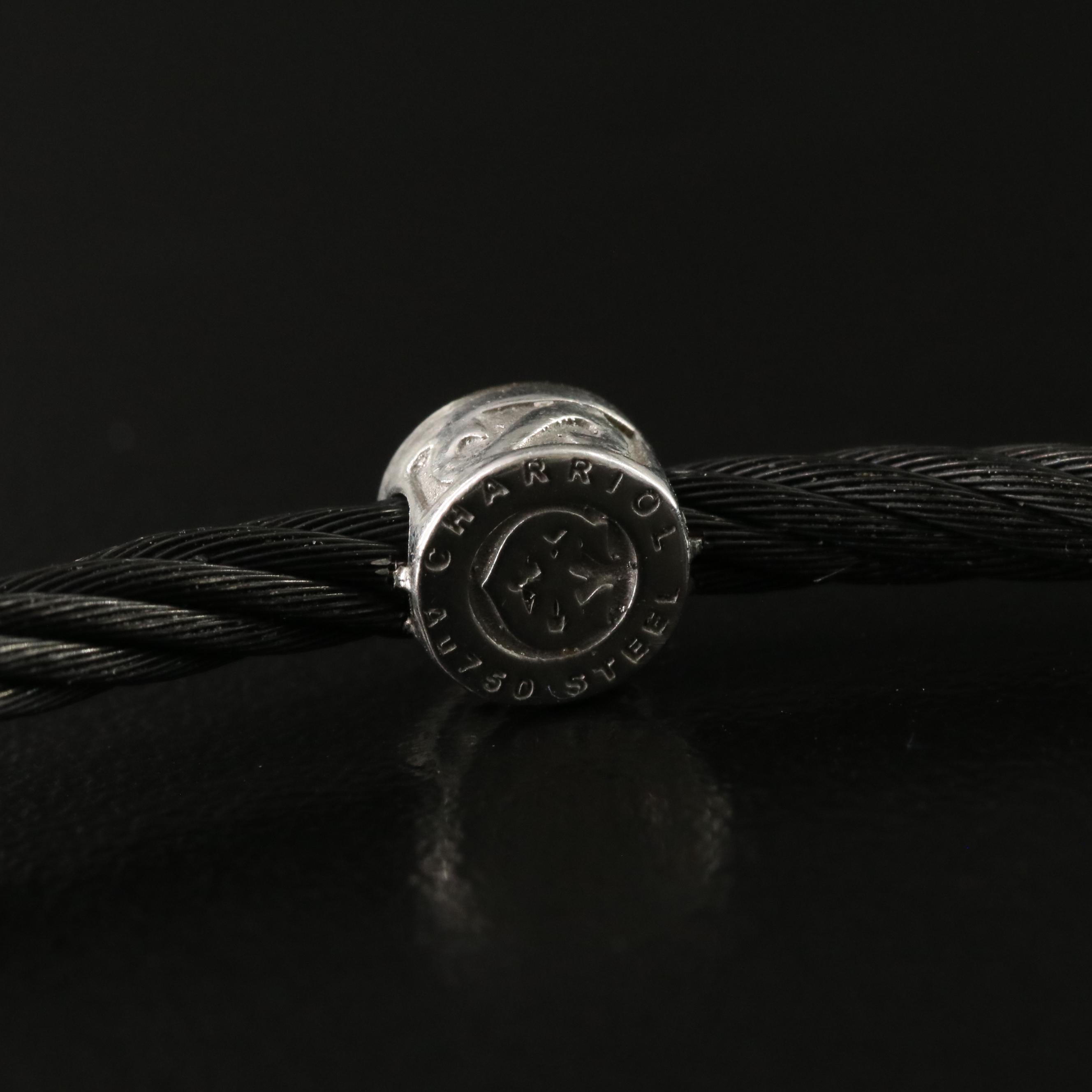 Charriol Steel Cable Bracelet with 18K and Diamond Accent