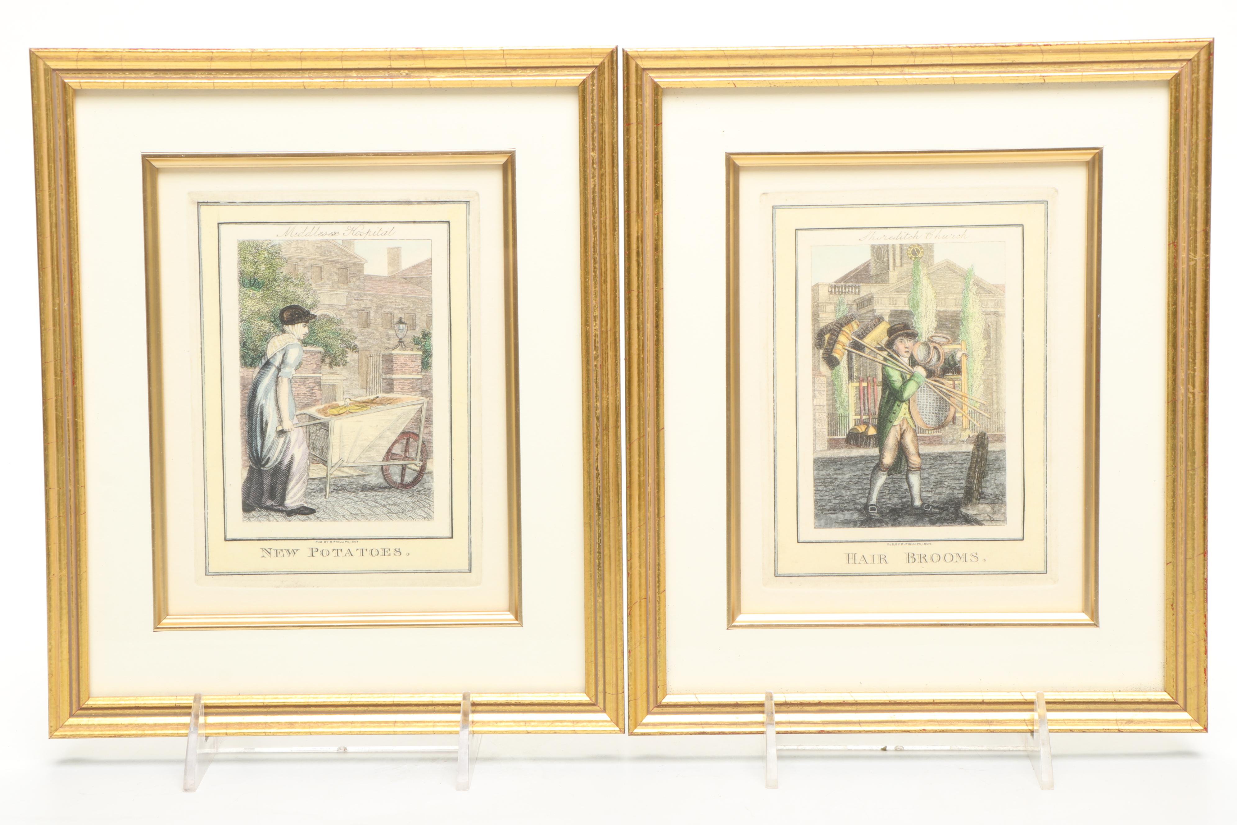 English Genre Hand-Colored Engravings From "Cries of London"