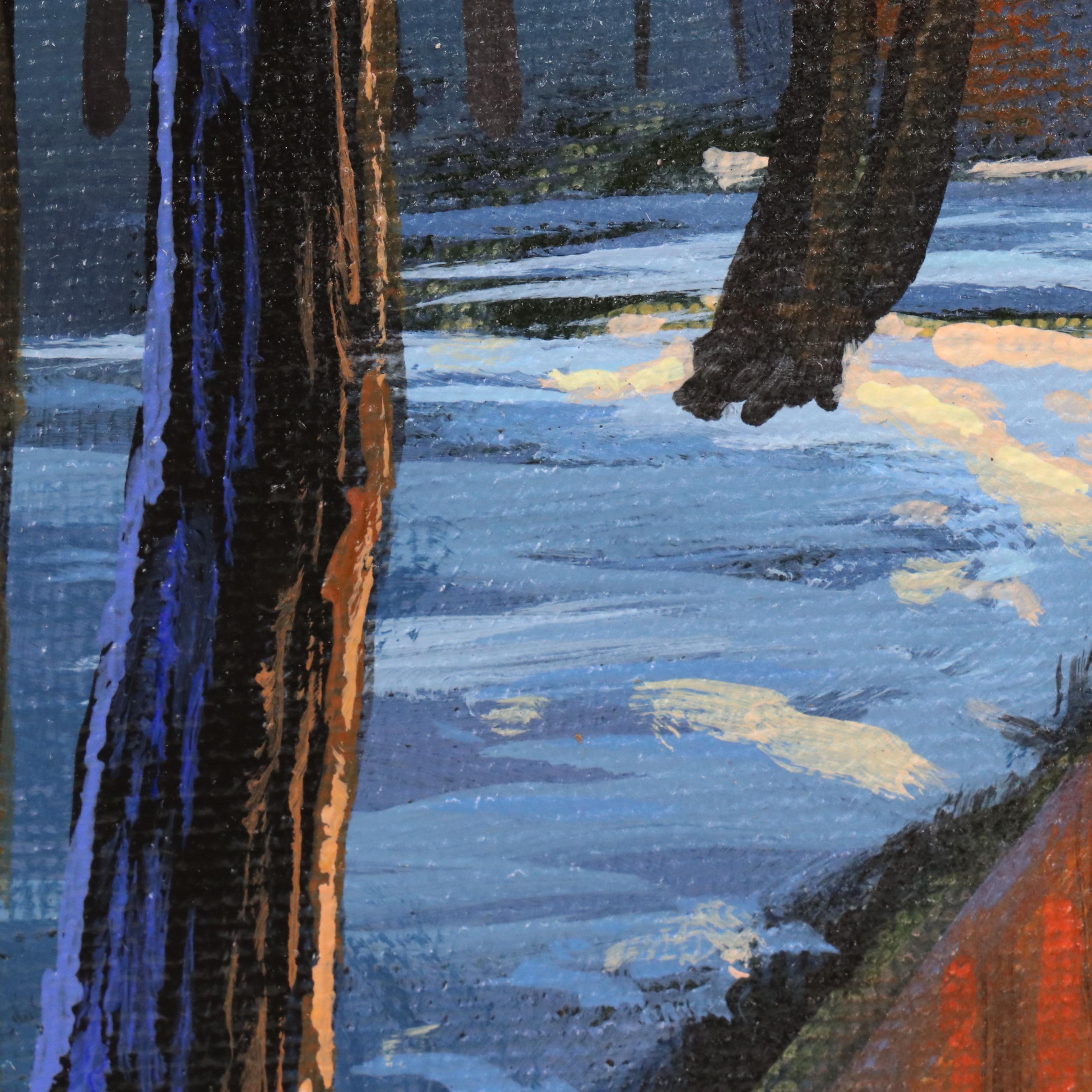 Doug "Bumo" Johnpeer Winter Sunset Landscape Oil Painting, 2025