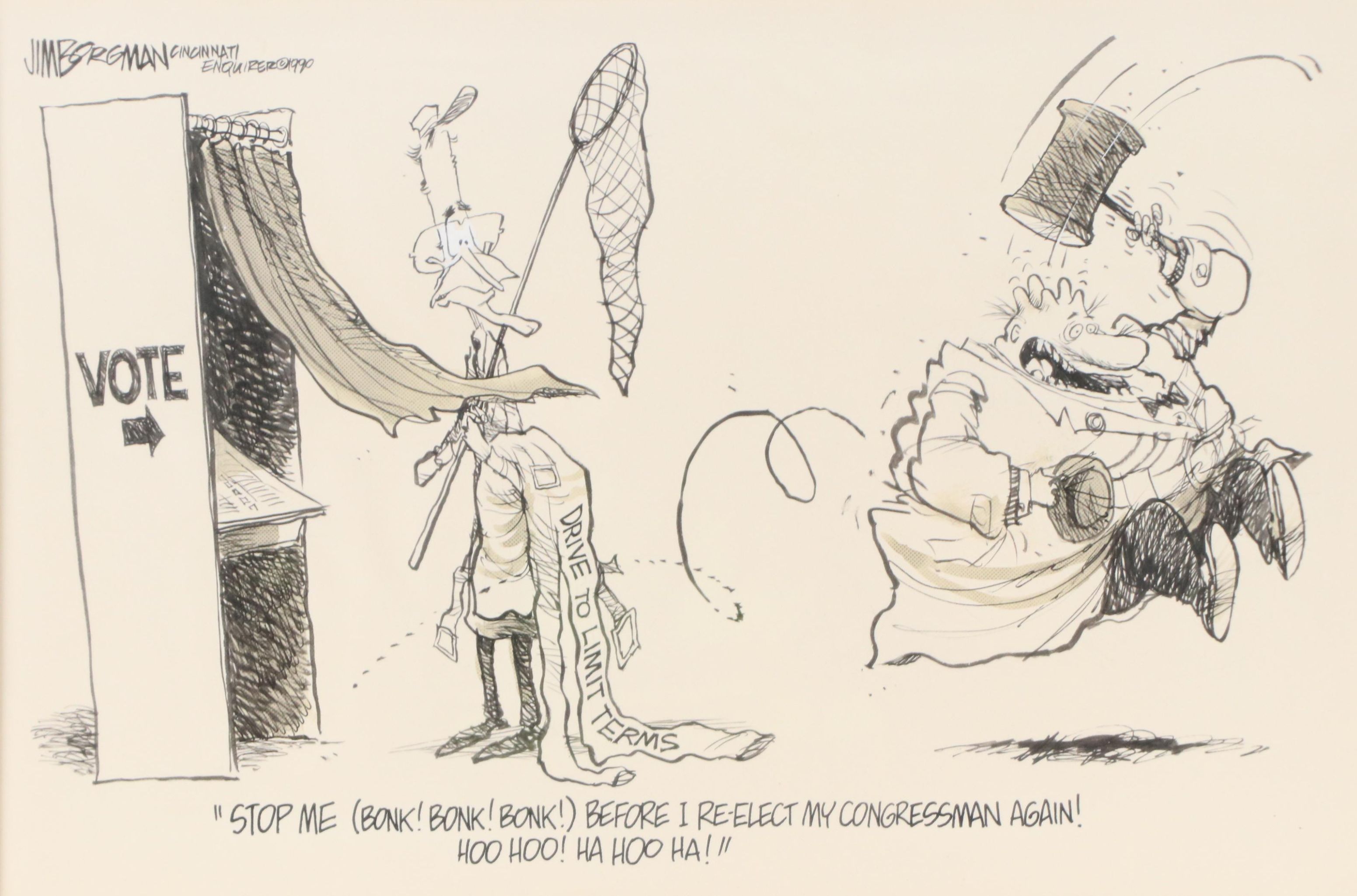 Jim Borgman Cincinnati Enquirer Ink Illustration, 1990