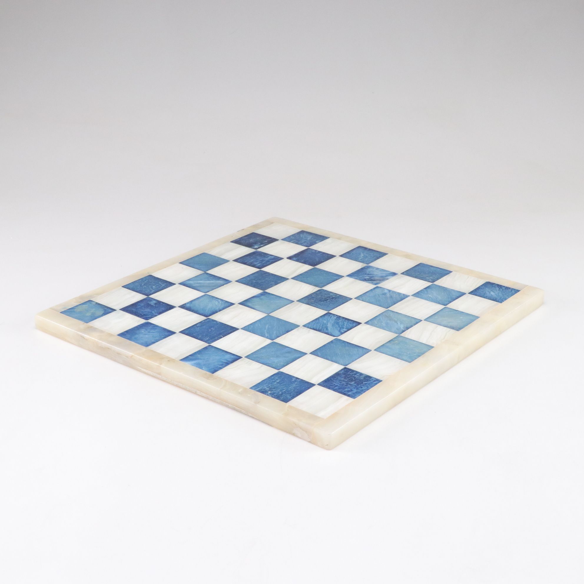 Italian Alabaster Blue and White Chess Board